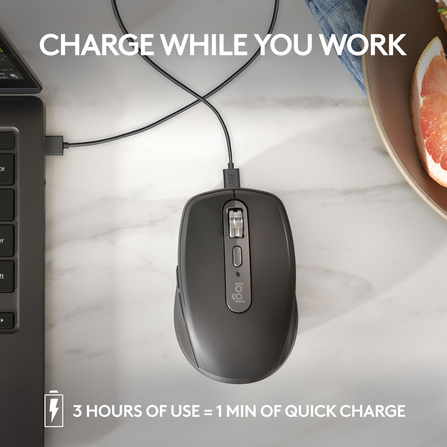 Souris sans fil Darkfield compacte MX Anywhere 3S de Logitech - Gris pâle