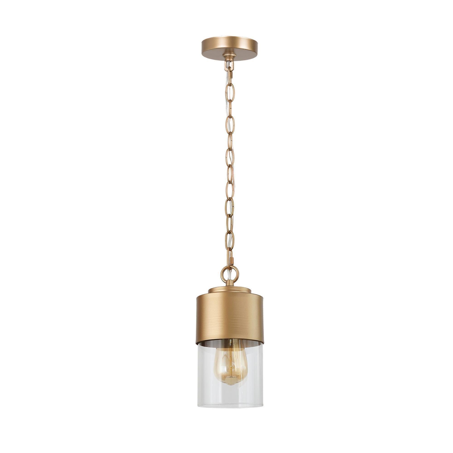 Modern Dome Kitchen Island Pendant Light, Contemporary Cylinder Pendant Light Drum Clear Glass Shade Pendant Light