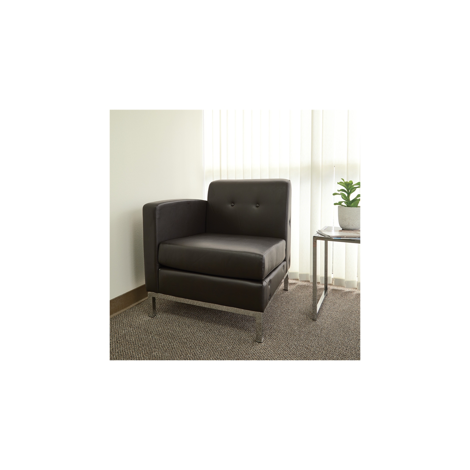 Wall Street Single Armchair LAF Espresso Faux Leather