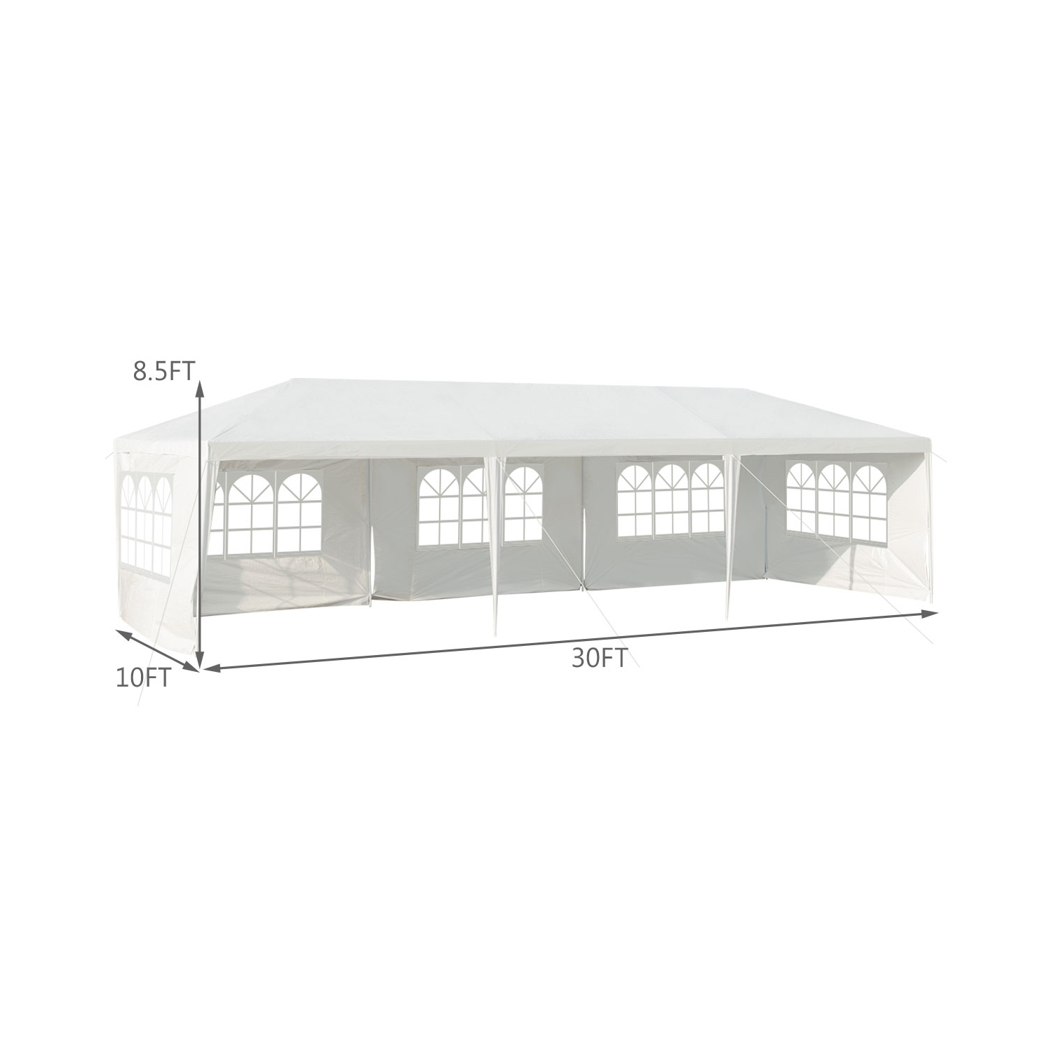 Topbuy 10' x 30' Outdoor White Wedding Party Event Tent with 5 Removable Side Walls