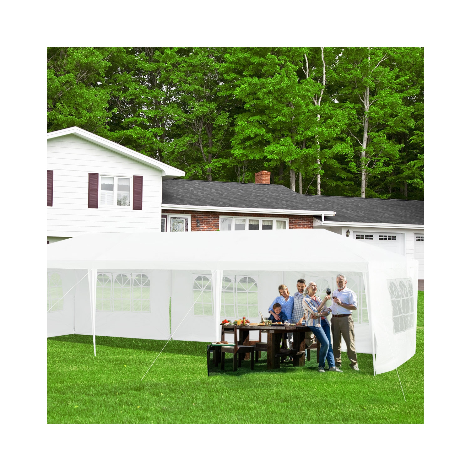 Topbuy 10' x 30' Outdoor White Wedding Party Event Tent with 5 Removable Side Walls