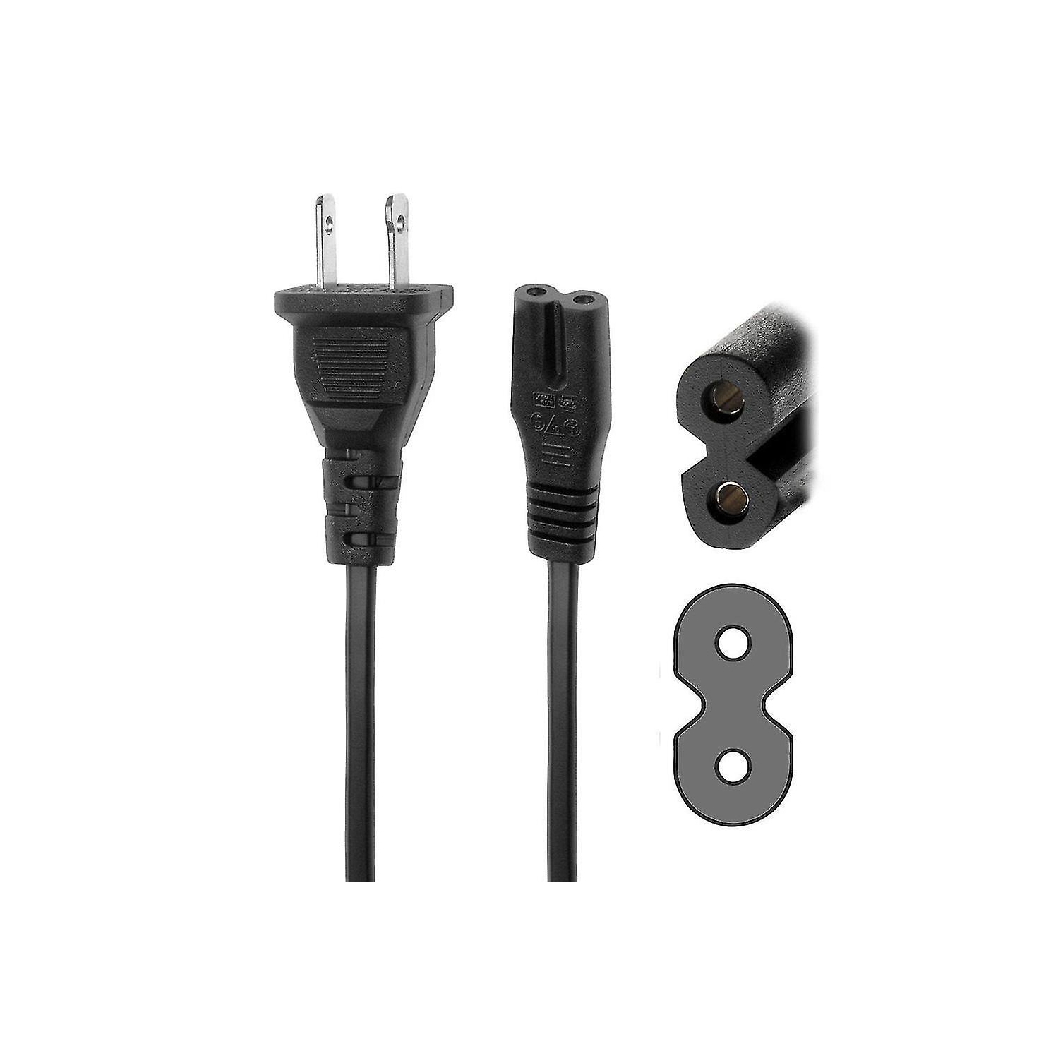 Farfi 5ft Us Plug 2-prong Figure 8 Ac Power Cord Adapter Cable For Sony Ps2 Ps3 Laptop