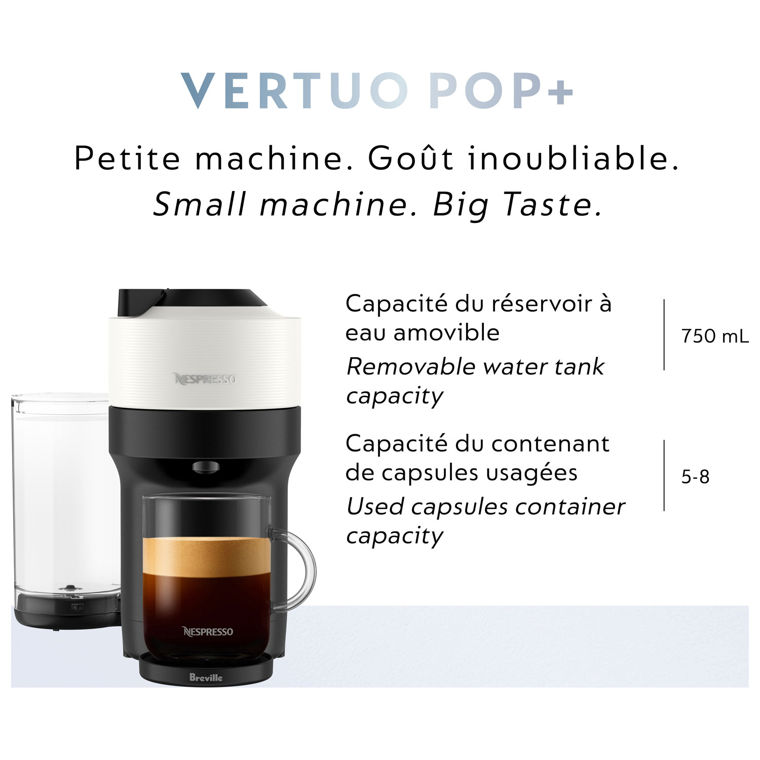 Nespresso Vertuo Pop+ Coffee & Espresso Machine by Breville - Coconut White