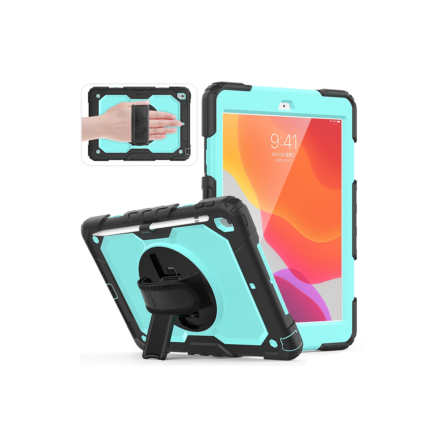 Navor 10.2" Full Body Shockproof Rugged Protective iPad Cover with Pen Holder - for iPad 9th/8th/7th Gen Heavy Duty Cases with Screen Protector