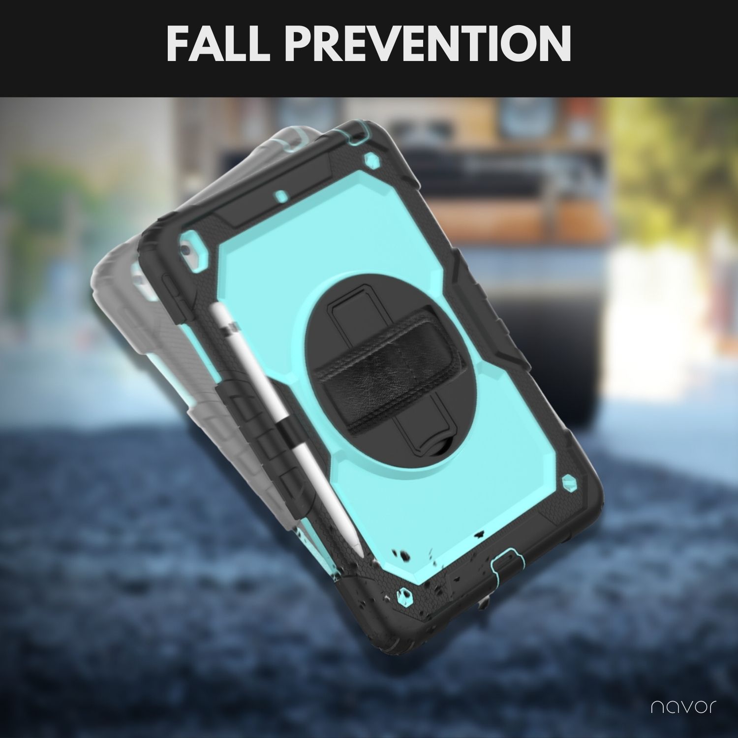 Navor 10.2" Full Body Shockproof Rugged Protective iPad Cover with Pen Holder - for iPad 9th/8th/7th Gen Heavy Duty Cases with Screen Protector