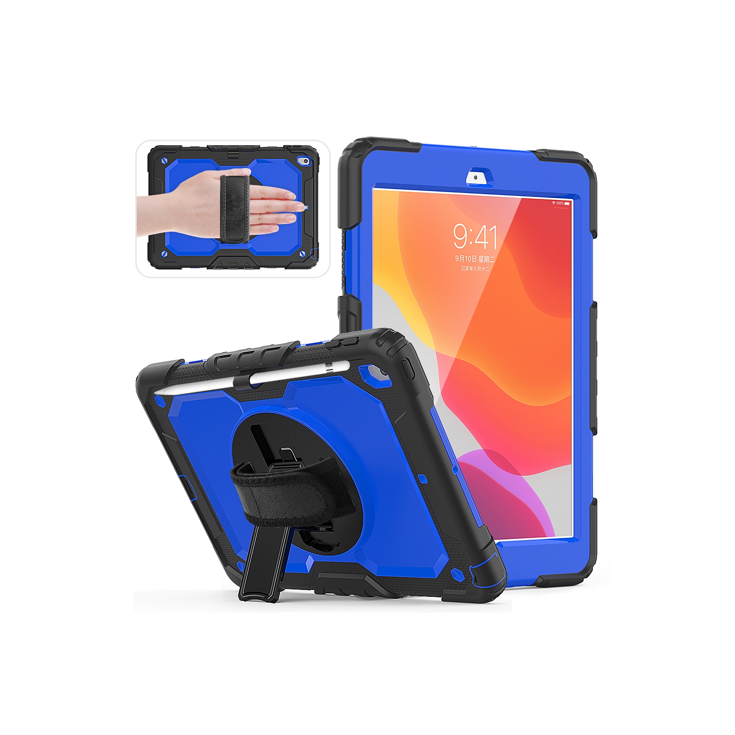 Navor 10.2" Full Body Shockproof Rugged Protective iPad Cover with Pen Holder - for iPad 9th/8th/7th Gen Heavy Duty Cases with Screen Protector