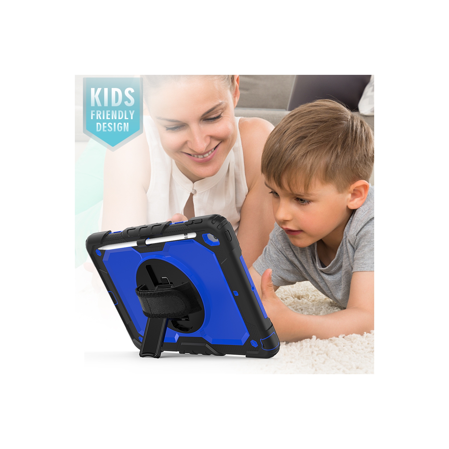 Navor 10.2" Full Body Shockproof Rugged Protective iPad Cover with Pen Holder - for iPad 9th/8th/7th Gen Heavy Duty Cases with Screen Protector