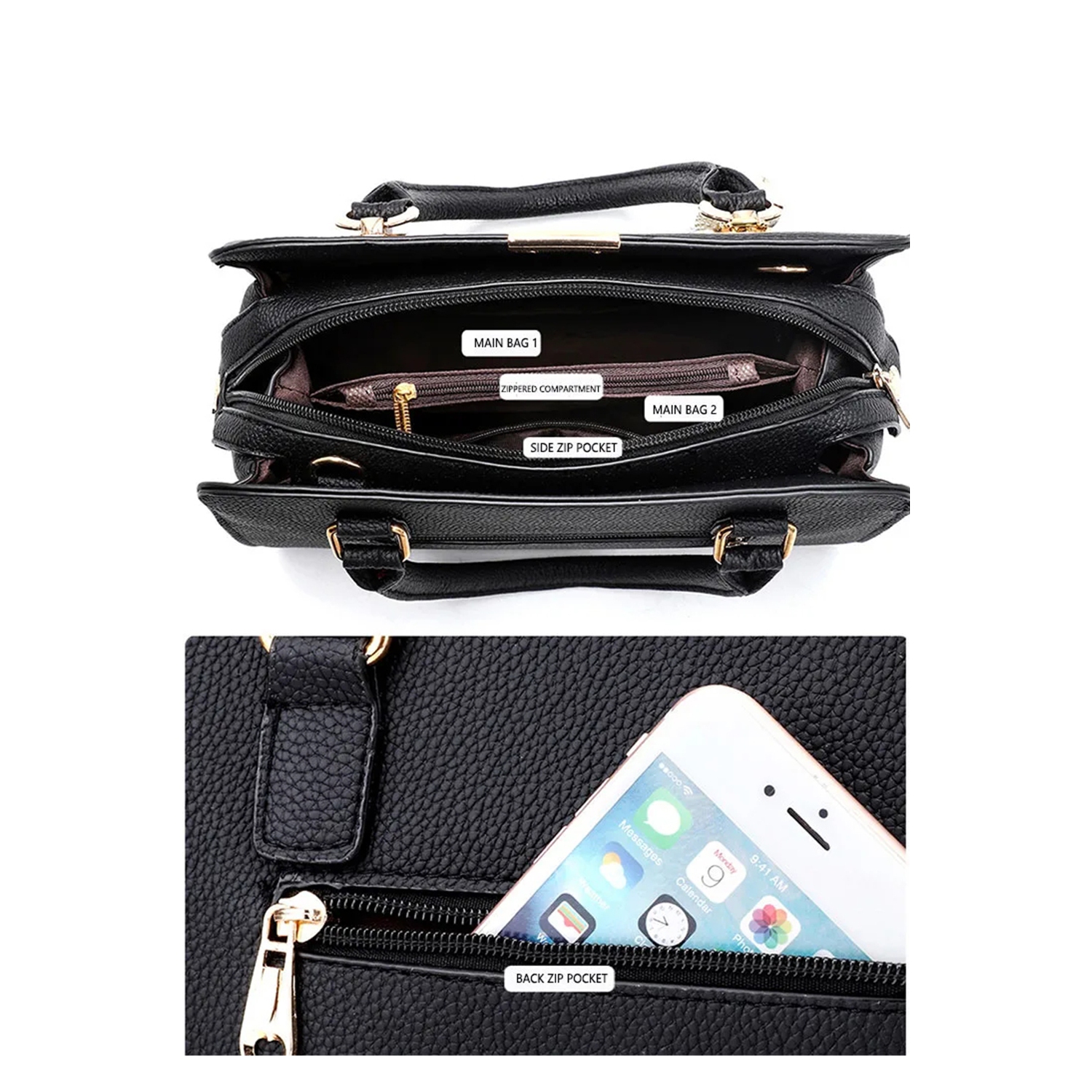 sac à main en épaule femme, sac à main en cuir PU, sac à épaule Satchel, fourre-tout décontracté