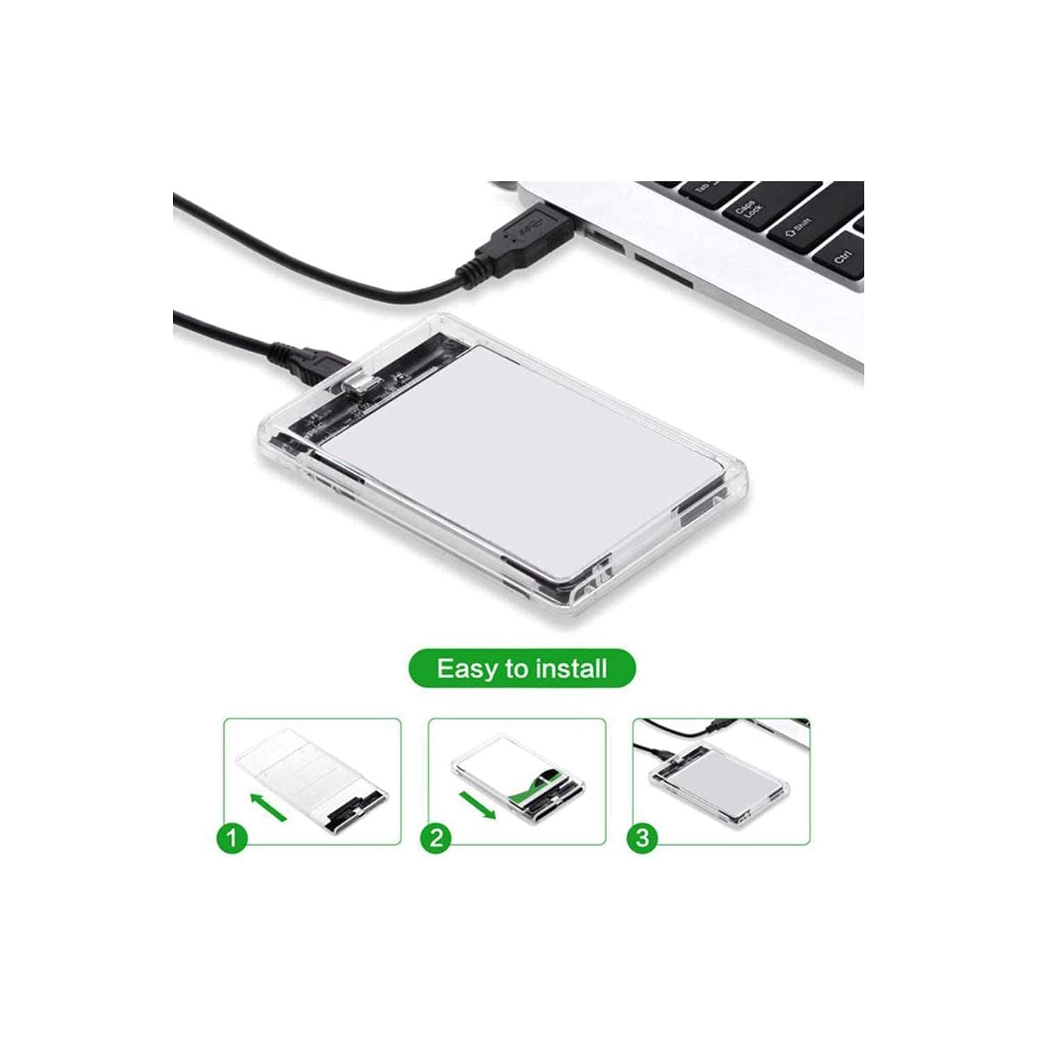 USB 3.0 External Hard Drive Enclosure Adapter USB to SATA SSD HDD Reader Case Caddy Transparent Hard Disk