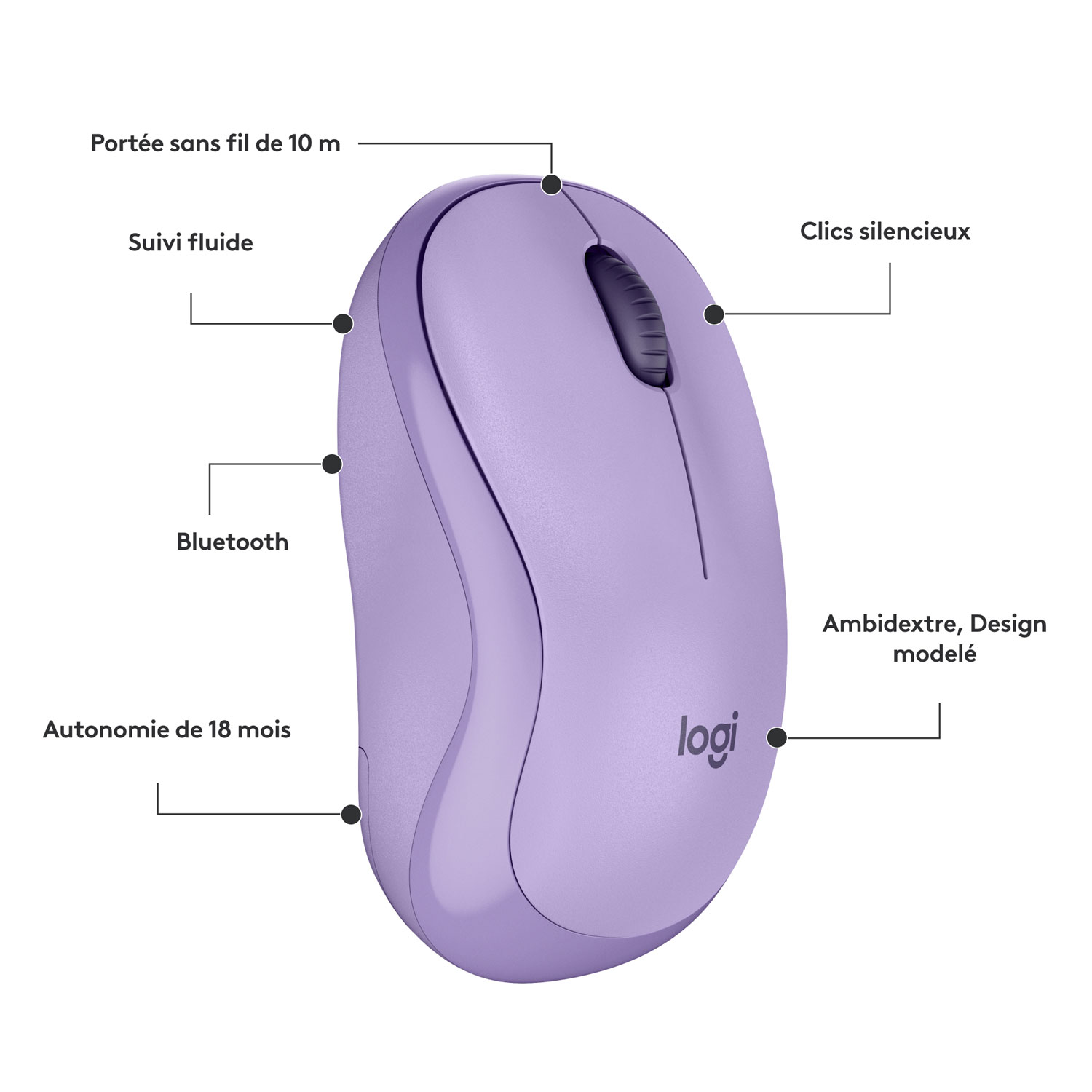 Logitech M240 Silent 1000 DPI Bluetooth Optical Mouse - Lavender - Only at Best Buy