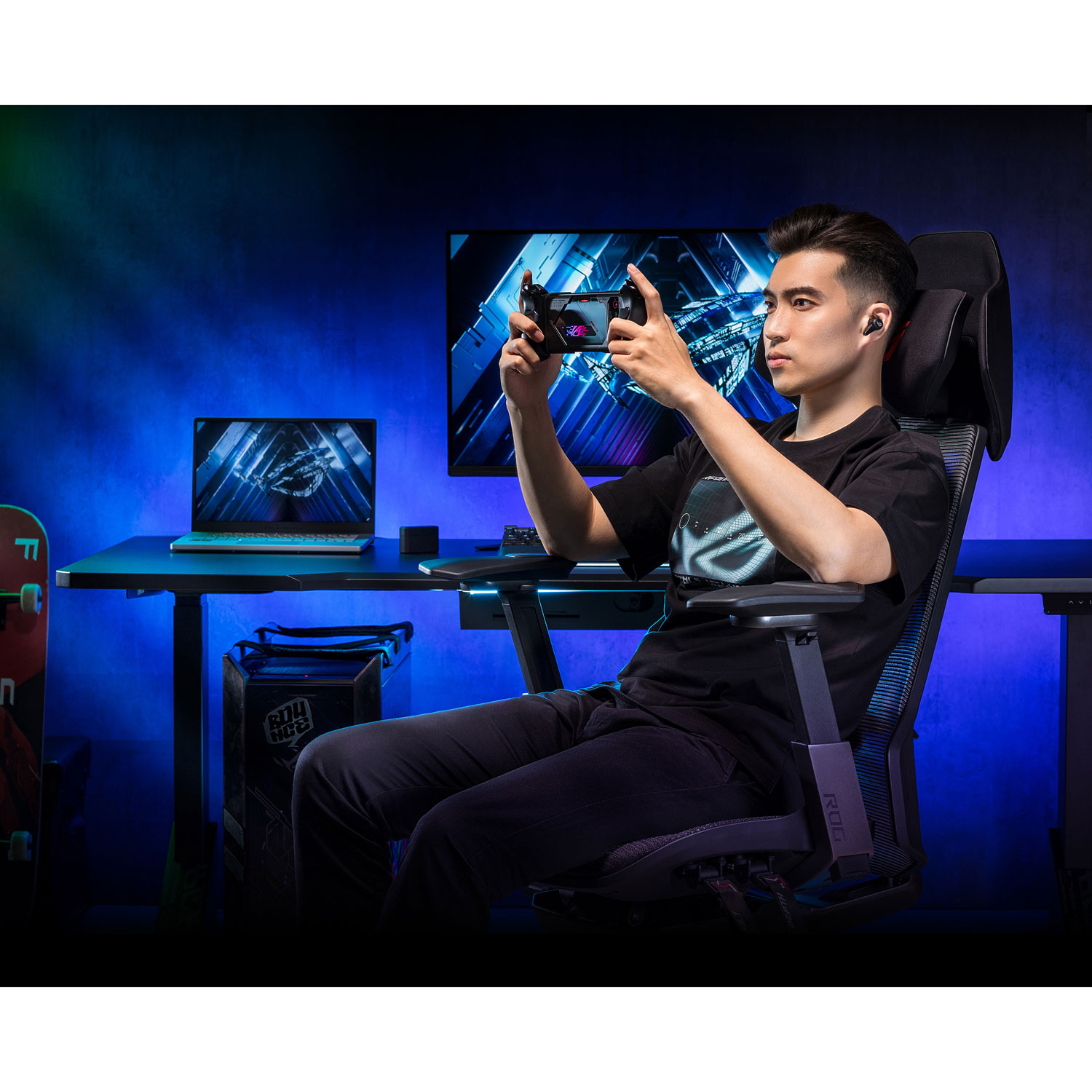 Fauteuil de jeu ergonomique à dossier haut en filet ROG Destrier d'ASUS - Noir - Partenaire détaillant exclusif