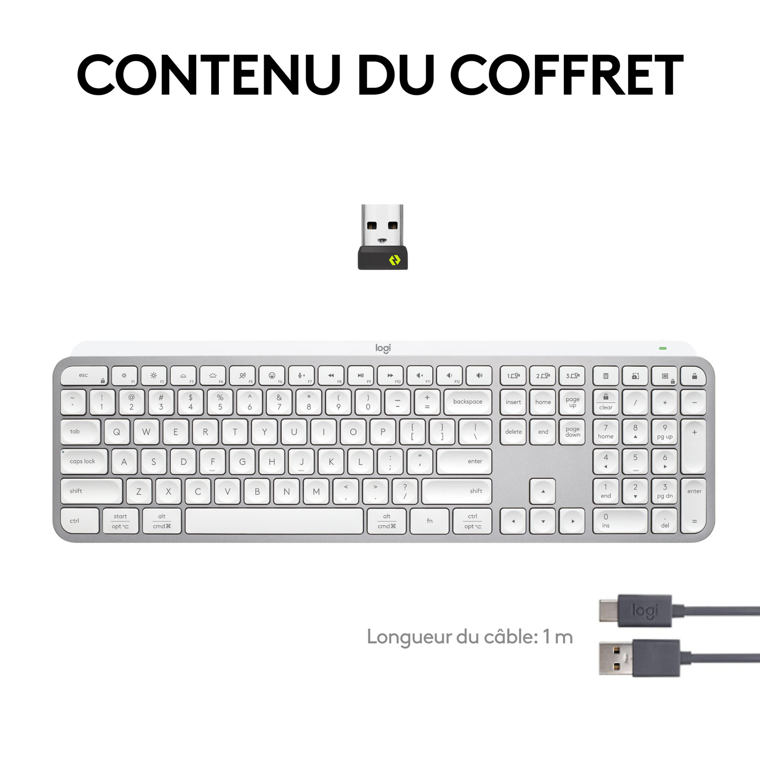Clavier sans fil rétroéclairé à touches programmables MX Keys S de Logitech - Gris pâle