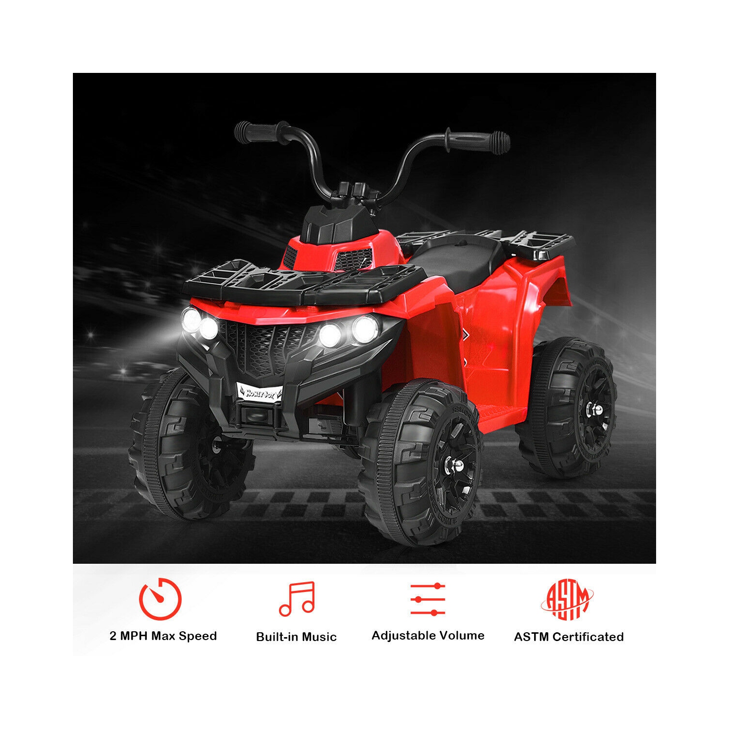 Quad électrique pour enfant Gymax 6V – MP3 – Phares LED