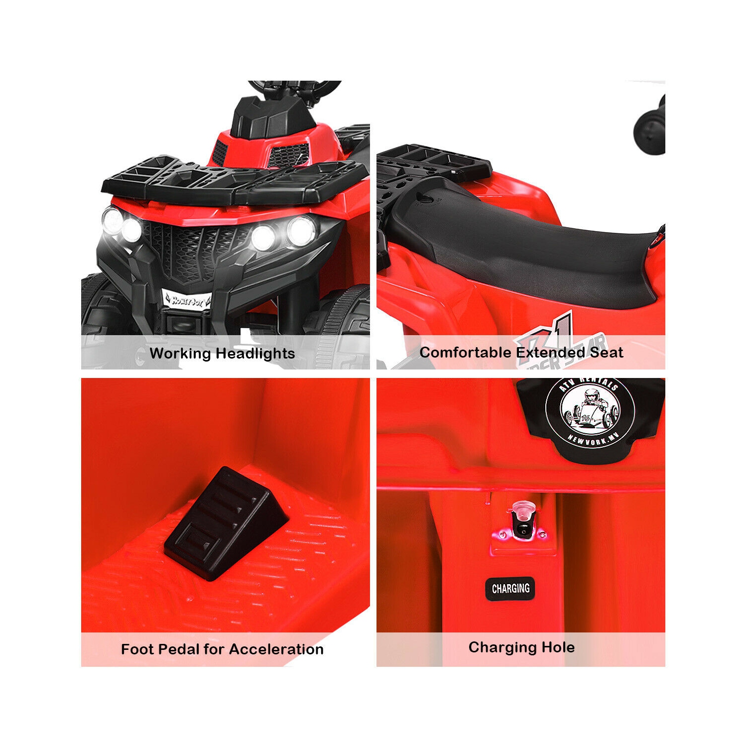 Quad électrique pour enfant Gymax 6V – MP3 – Phares LED