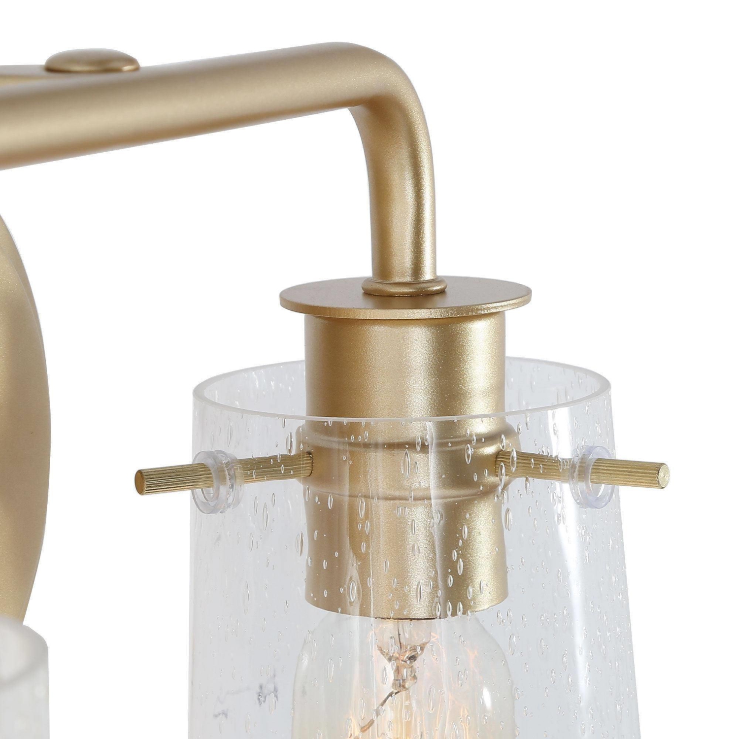 Modern Gold Bathroom Vanity Light, 13.5 in. 2-Light Gold Vanity Light with Seeded Glass Shades