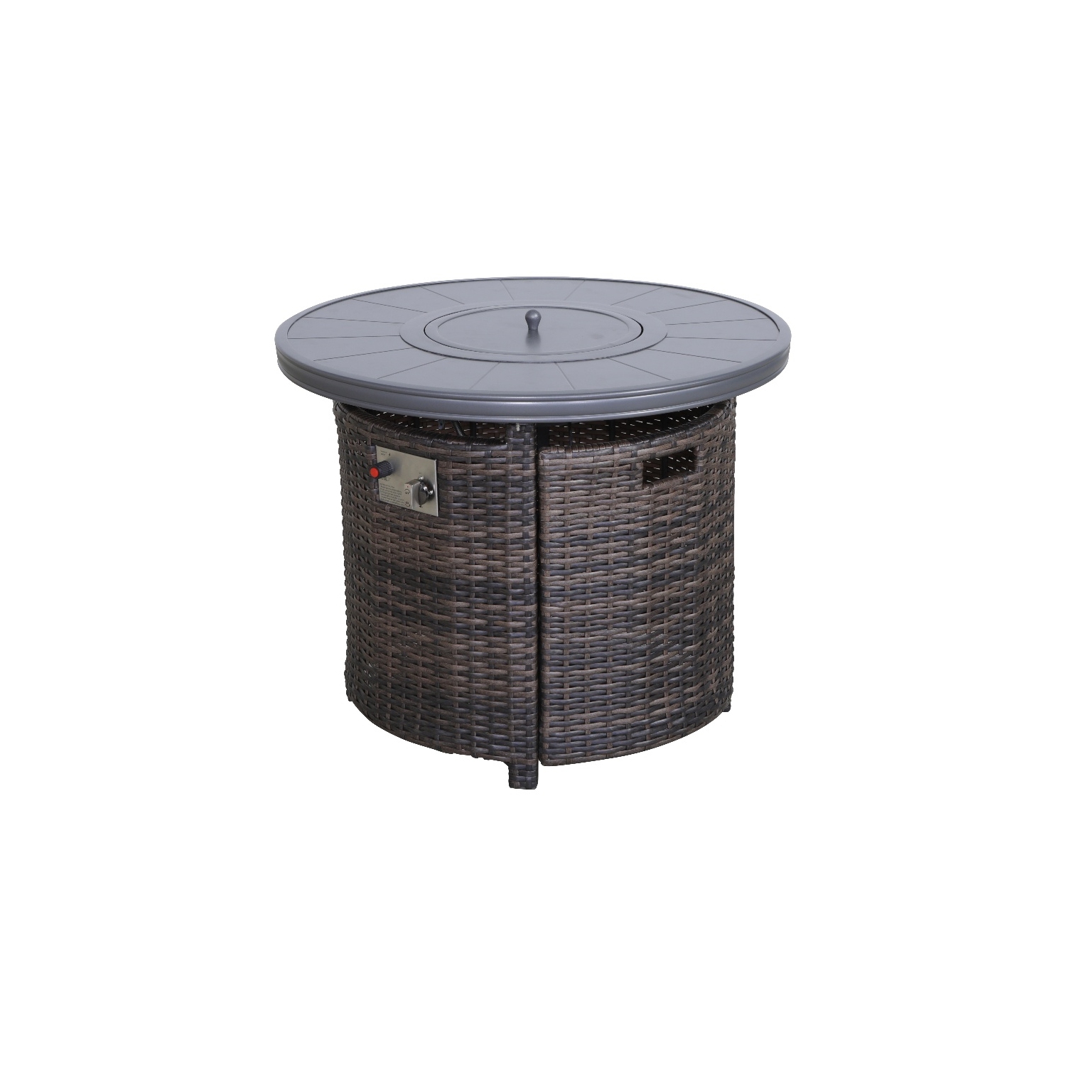 Living Source International 32"W Wicker / Rattan Fire Pit Table in Espresso
