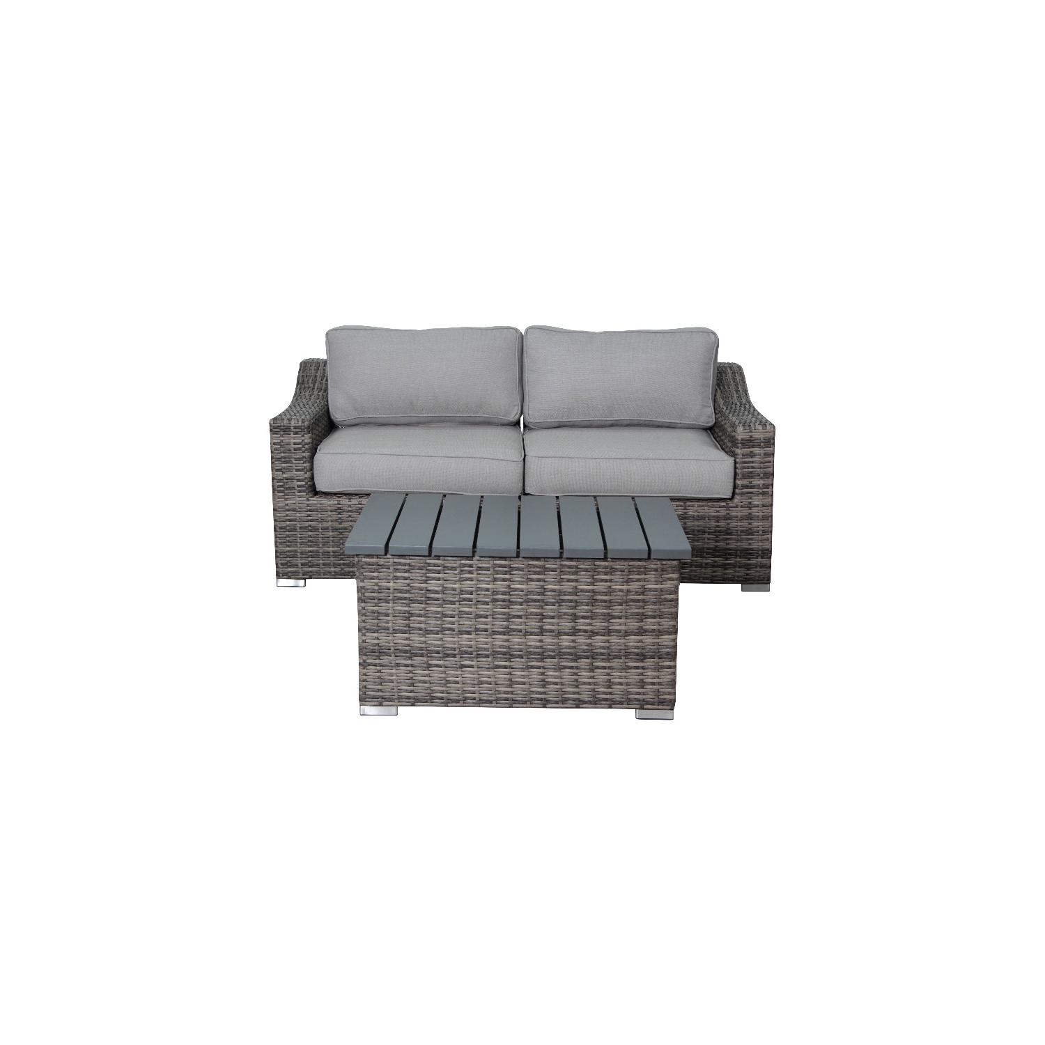 Living Source International 3 Piece Wicker / Rattan Outdoor Sofa Set in Gray