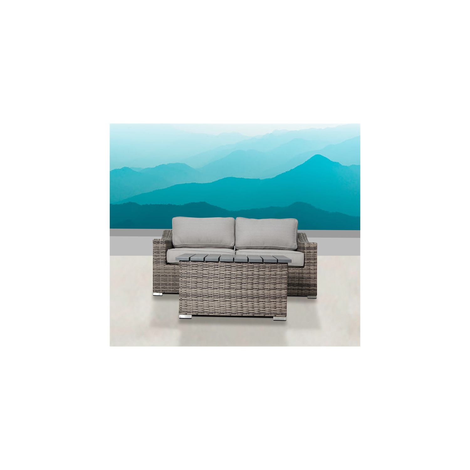 Living Source International 3 Piece Wicker / Rattan Outdoor Sofa Set in Gray