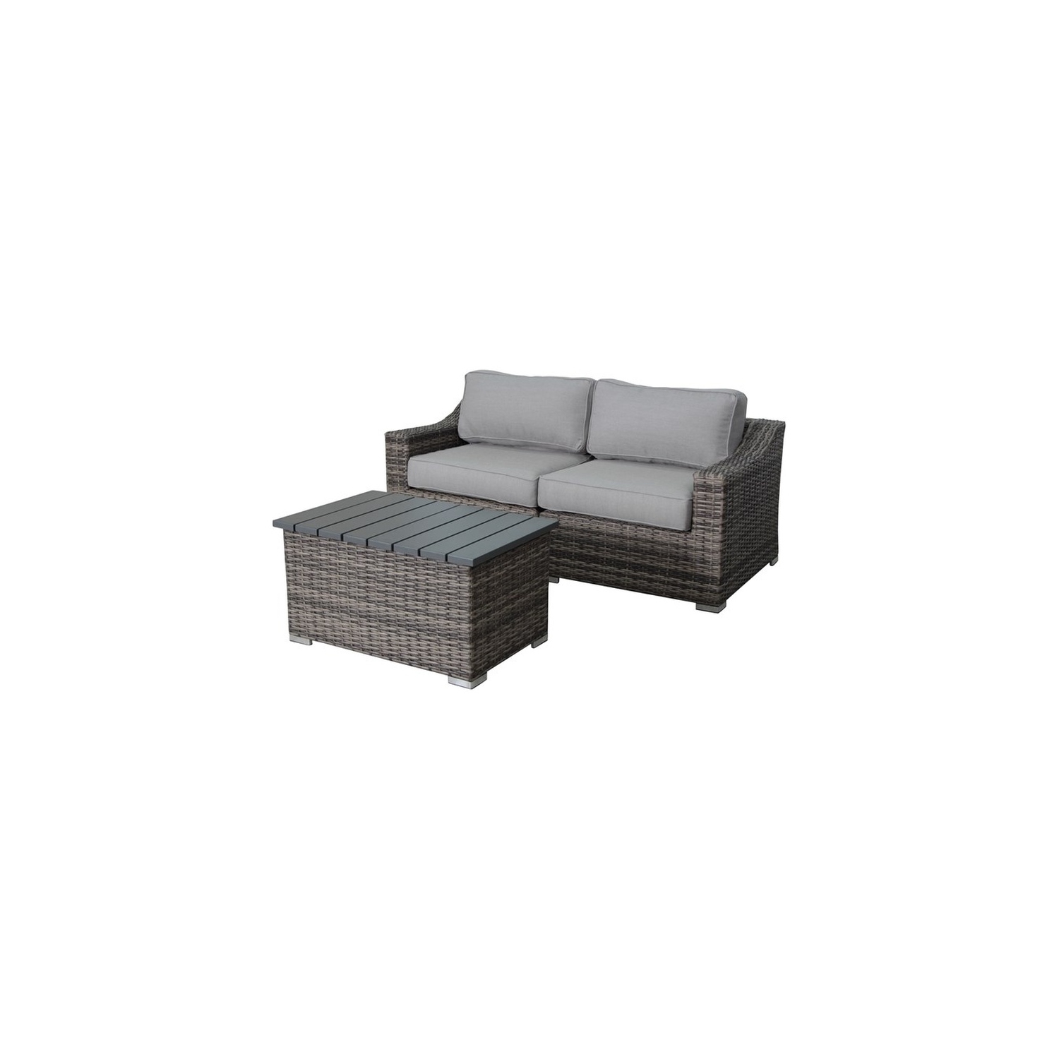 Living Source International 3 Piece Wicker / Rattan Outdoor Sofa Set in Gray