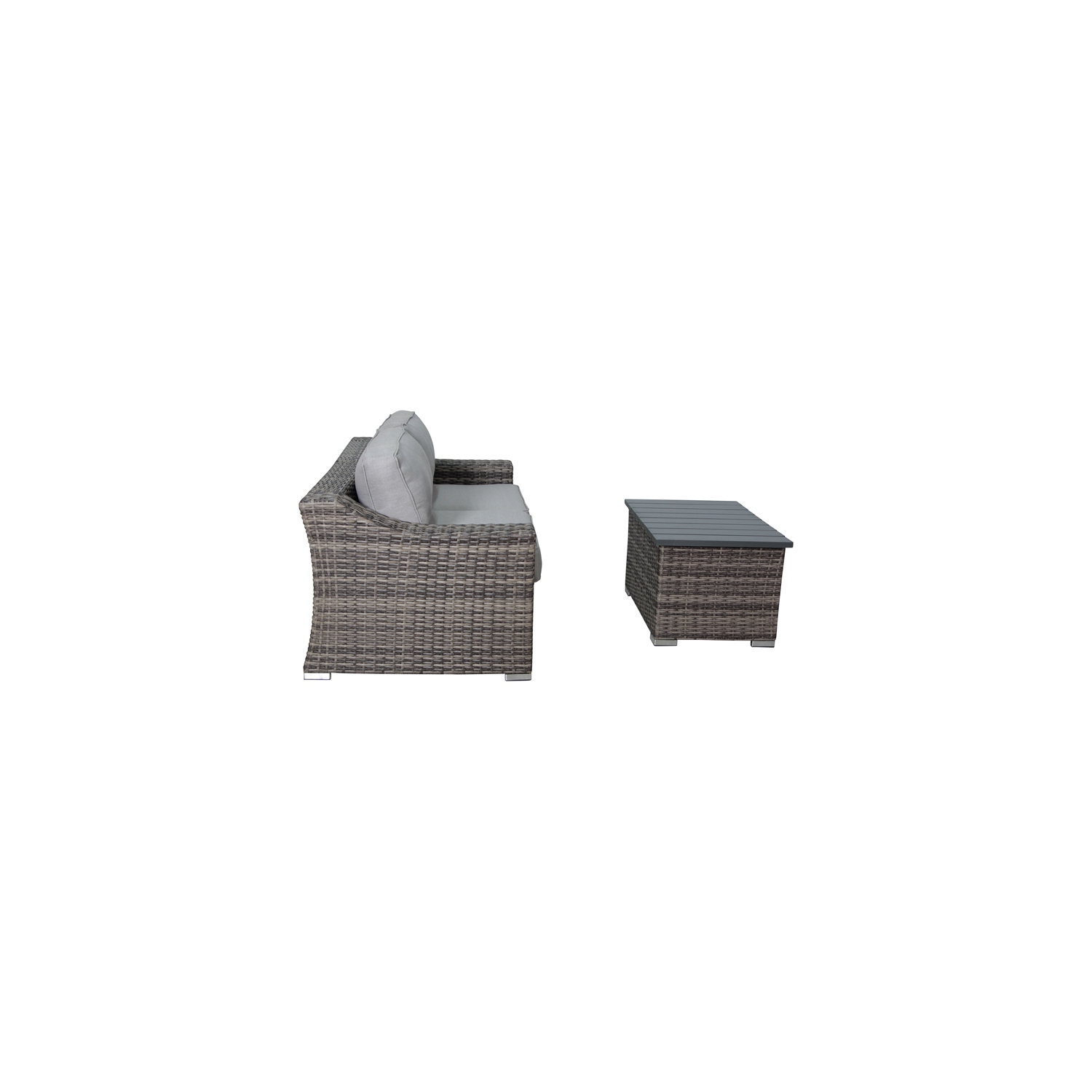 Living Source International 3 Piece Wicker / Rattan Outdoor Sofa Set in Gray