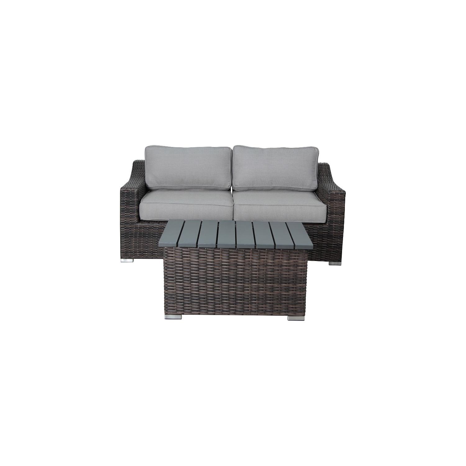 Living Source – Groupe de sièges pour 2 personnes en osier/rotin, brun