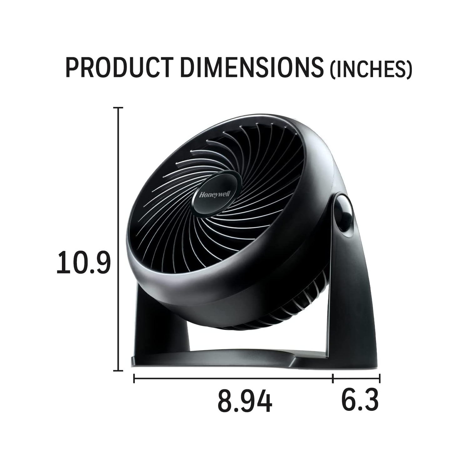 Honeywell HT900C 7" TurboForce® POWER+ Desk/Table Fan, Air Circulator for Small Bedroom, Portable, Wall Mountable, Energy Saving, 3 Speeds, Black