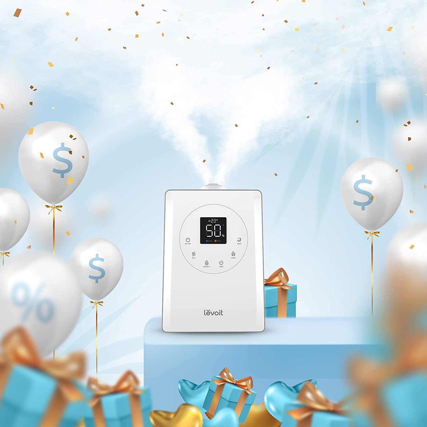 LEVOIT Humidifiers For Bedroom Large Room Home, 6L Top Fill Warm and Cool Mist for Whole House, Smart Wifi Alexa Control, Customized Humidity,