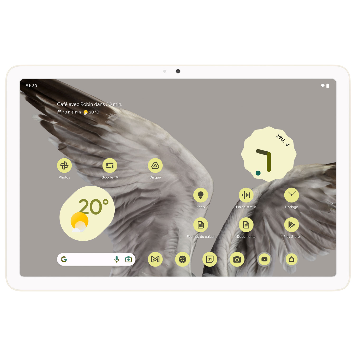 Tablette 11 po 256 Go Pixel de Google avec station de chargement/haut-parleur - Porcelaine