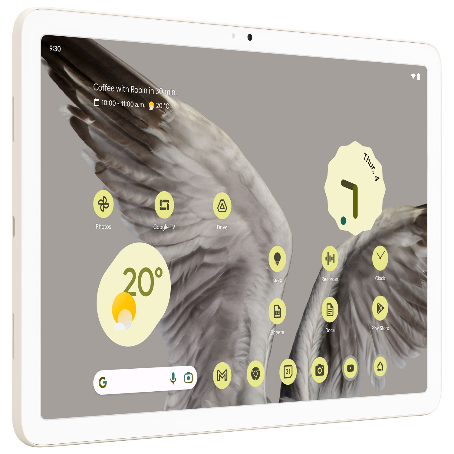 Tablette 11 po 256 Go Pixel de Google avec station de chargement/haut-parleur - Porcelaine