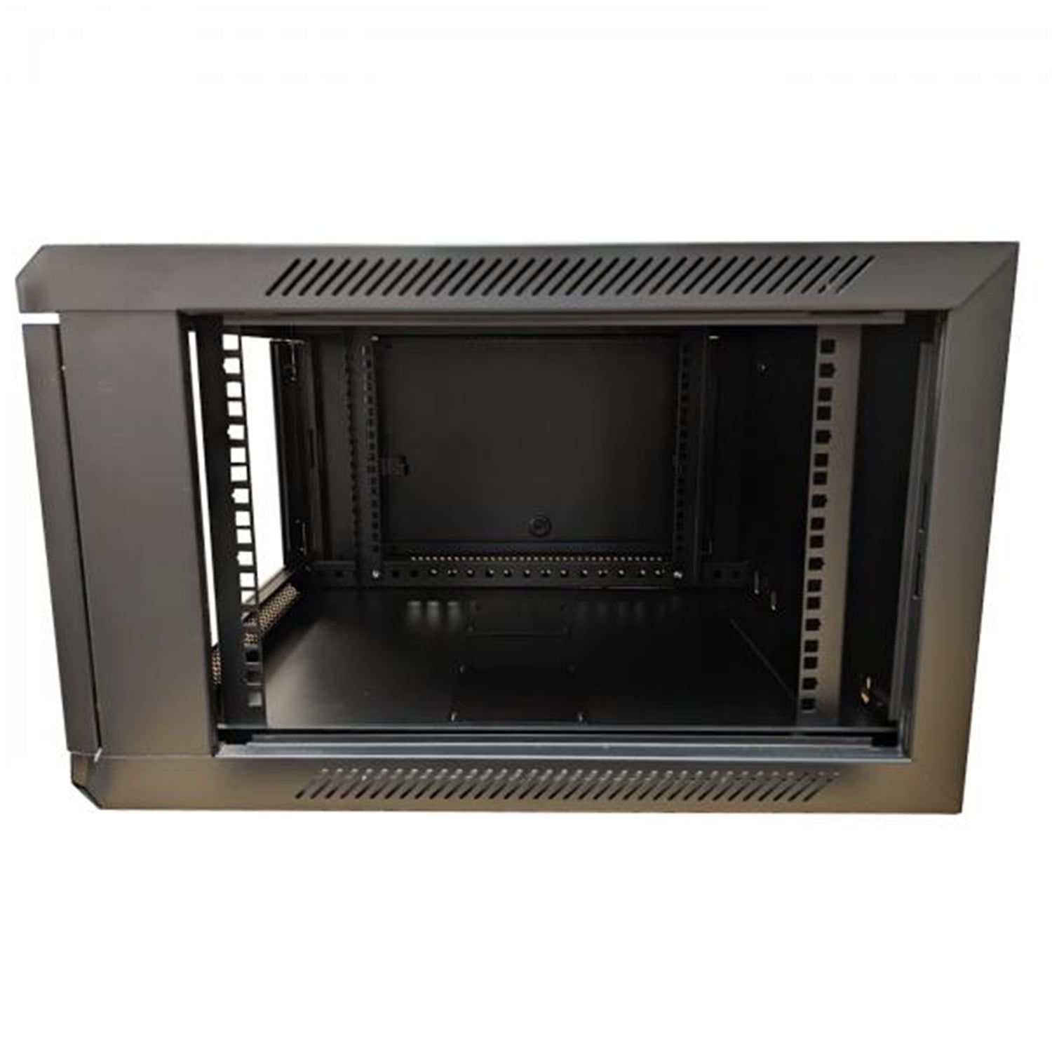 TechCraft - Cabinet Réseau Murale Fixe 6U, Porte en Verre Trempé avec Serrure, Noir
