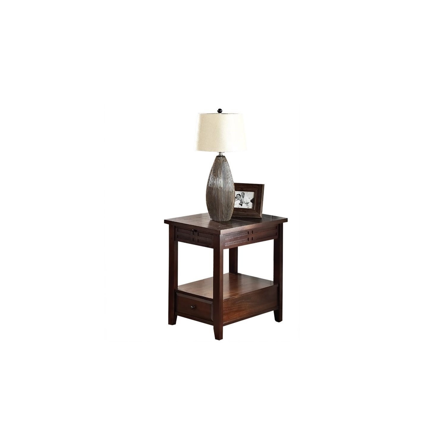 Bowery Hill Chairside End Table in Distressed Walnut