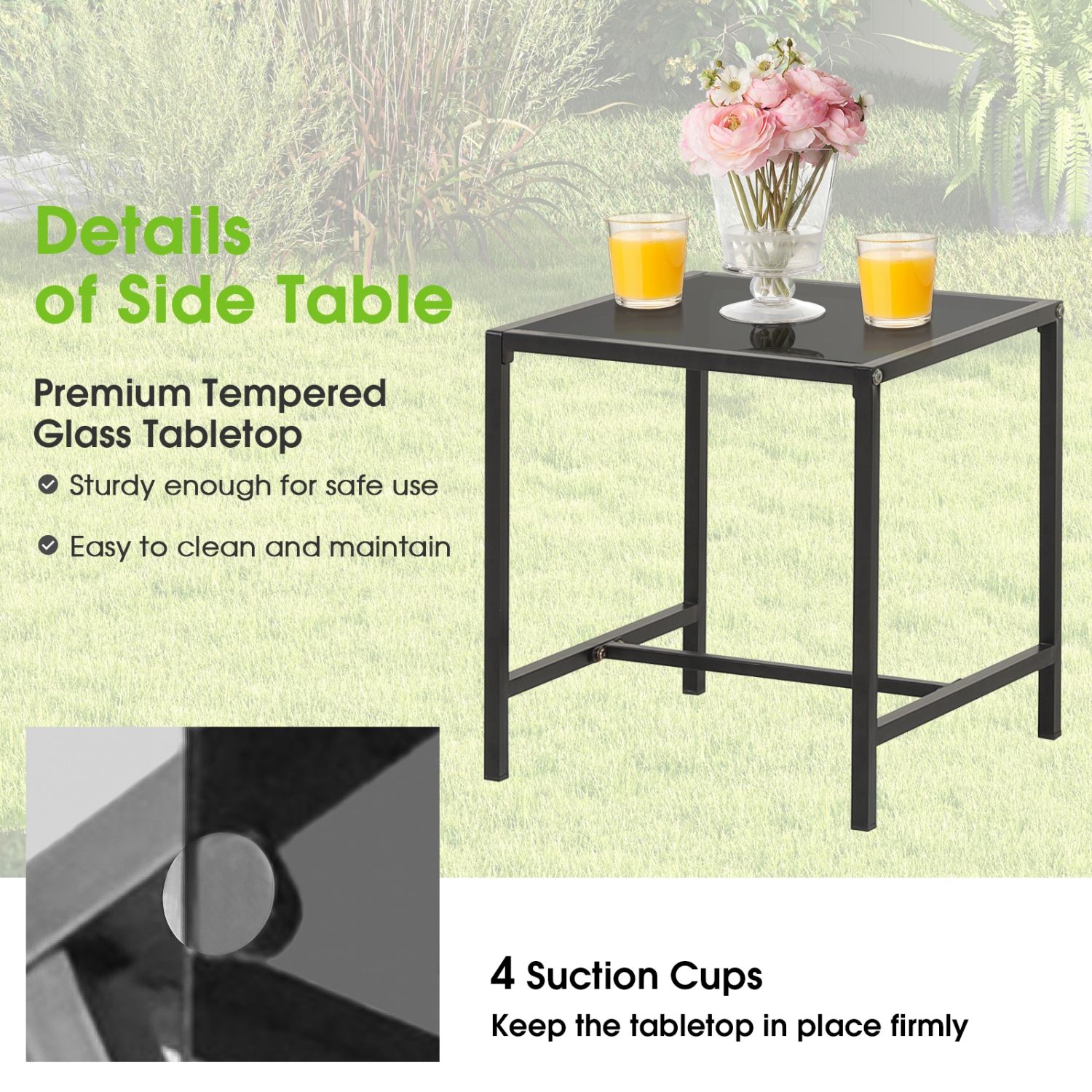 Topbuy 3 Pieces Patio Furniture Set Hand-Woven PE Wicker Chairs with Tempered Glass Coffee Table & Soft Cushions Black