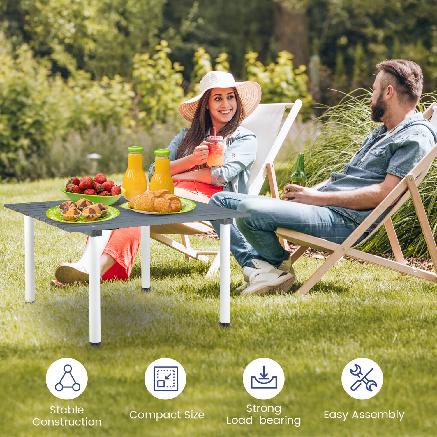 Gymax Folding Outdoor Camping Table w/ Carry Bag for Beach Picnic BBQ Camping Fishing