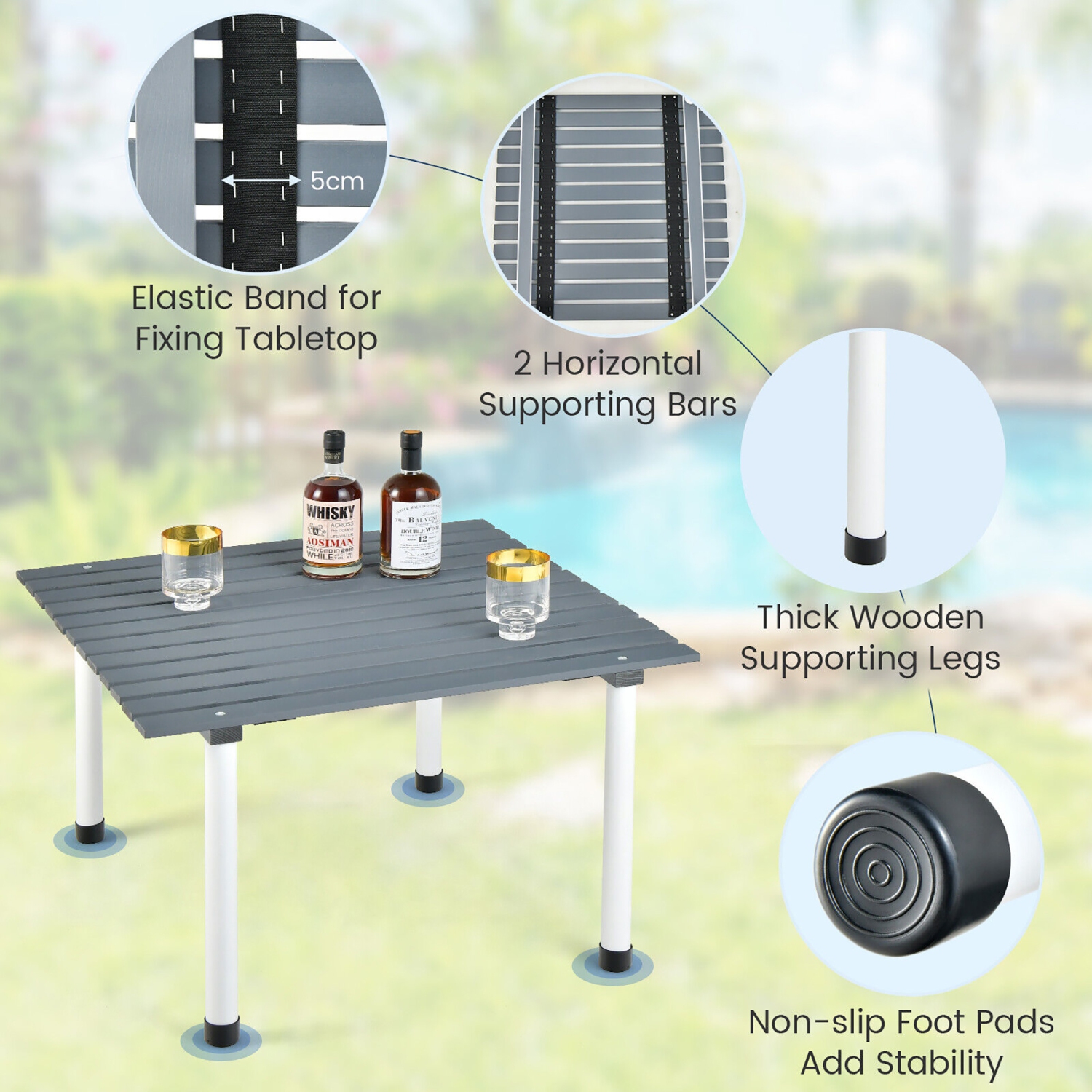 Gymax Folding Outdoor Camping Table w/ Carry Bag for Beach Picnic BBQ Camping Fishing