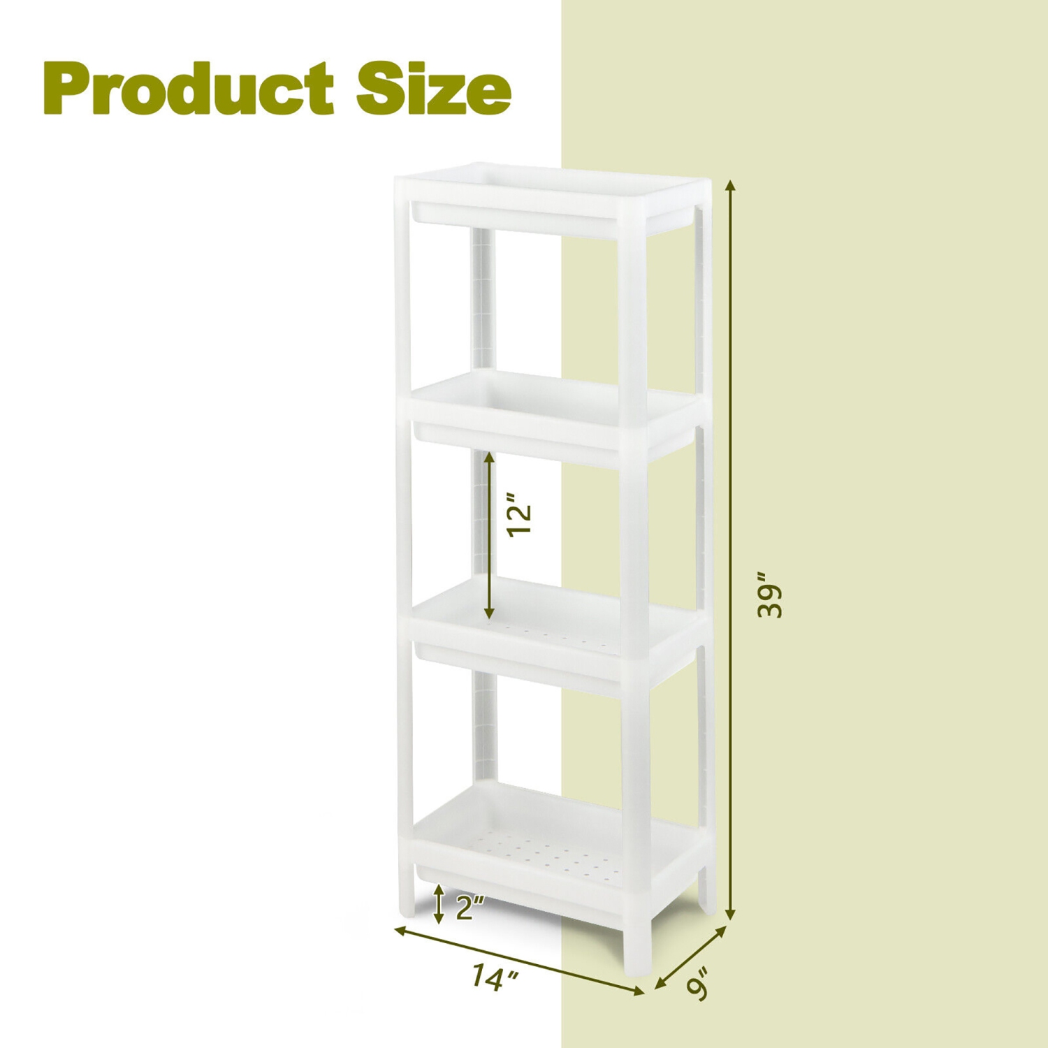 Gymax 2PCS 4 Tier Slim Storage Cart Detachable Kitchen Organizer Utility Shelves