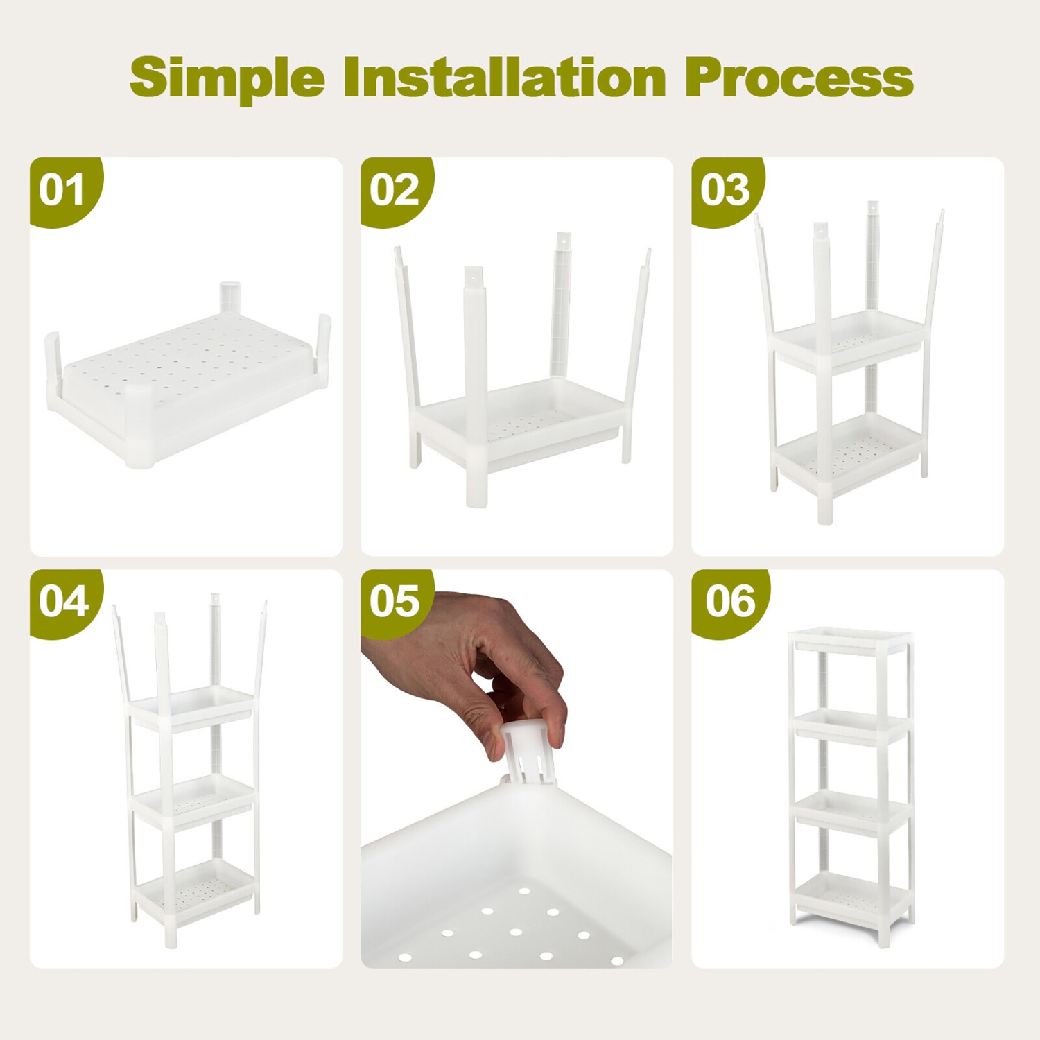 Gymax 2PCS 4 Tier Slim Storage Cart Detachable Kitchen Organizer Utility Shelves