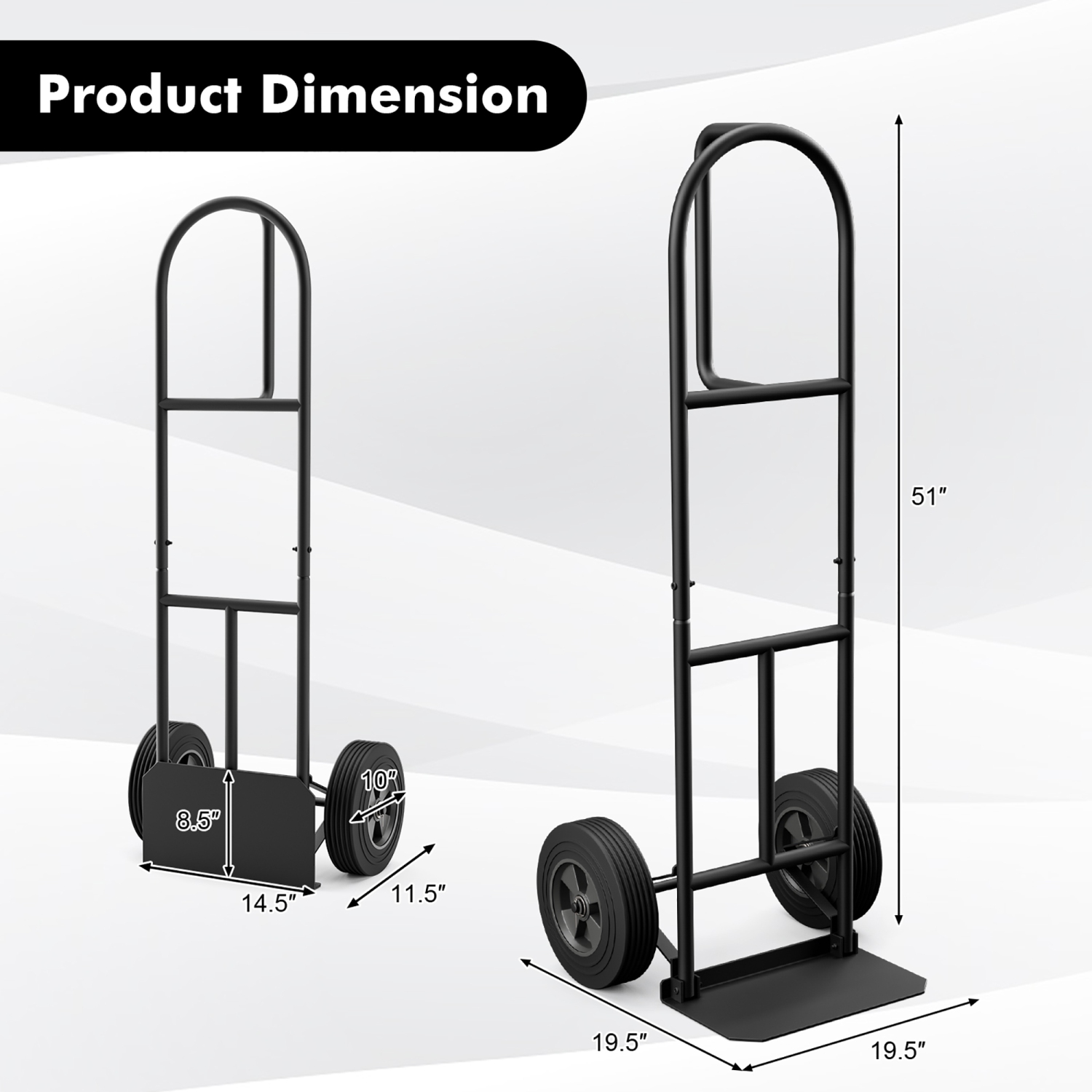 Gymax Heavy Duty Hand Truck Trolley 660lbs Capacity Dolly Cart w/ Foldable Nose Plate
