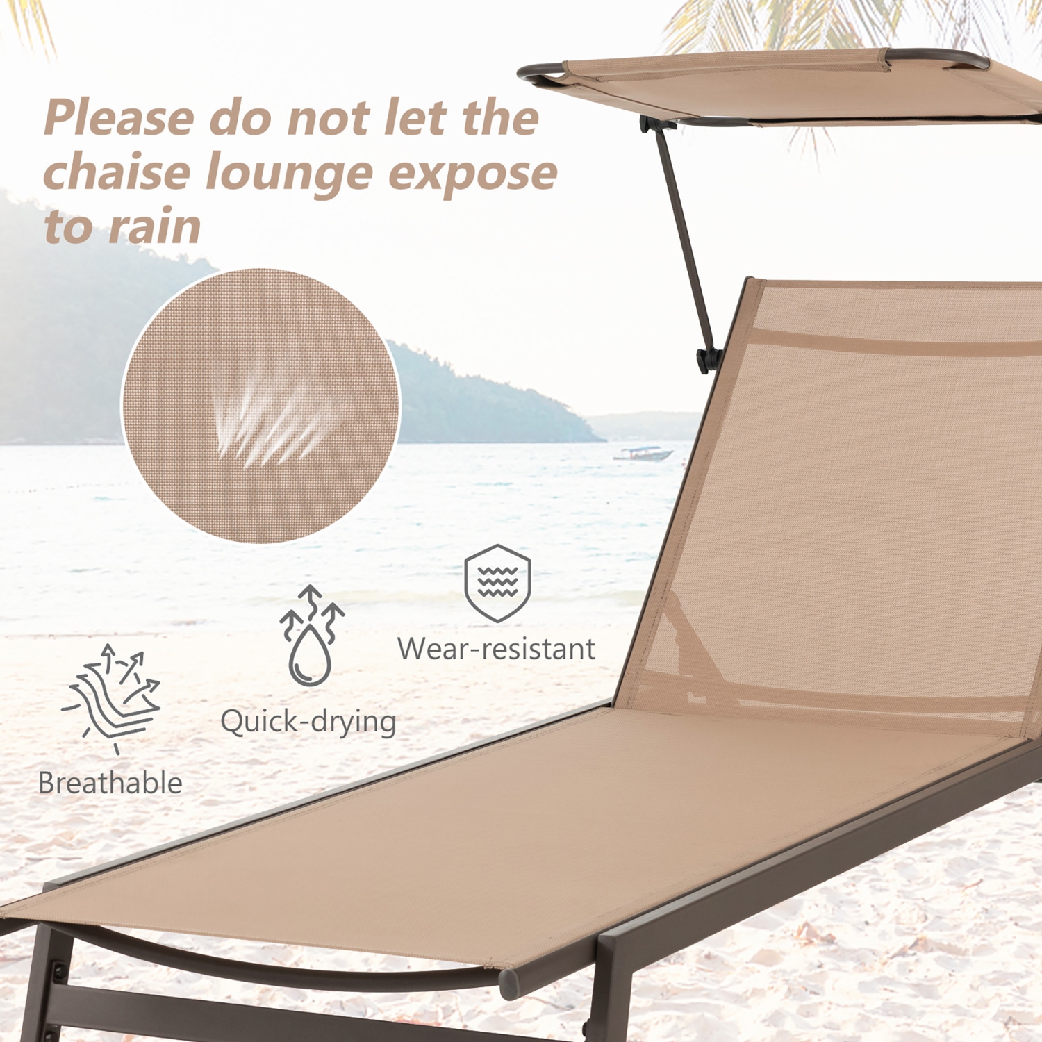 Gymax 6-Position Recliner Lounge Outdoor Adjustable Reclining Chair Poolside