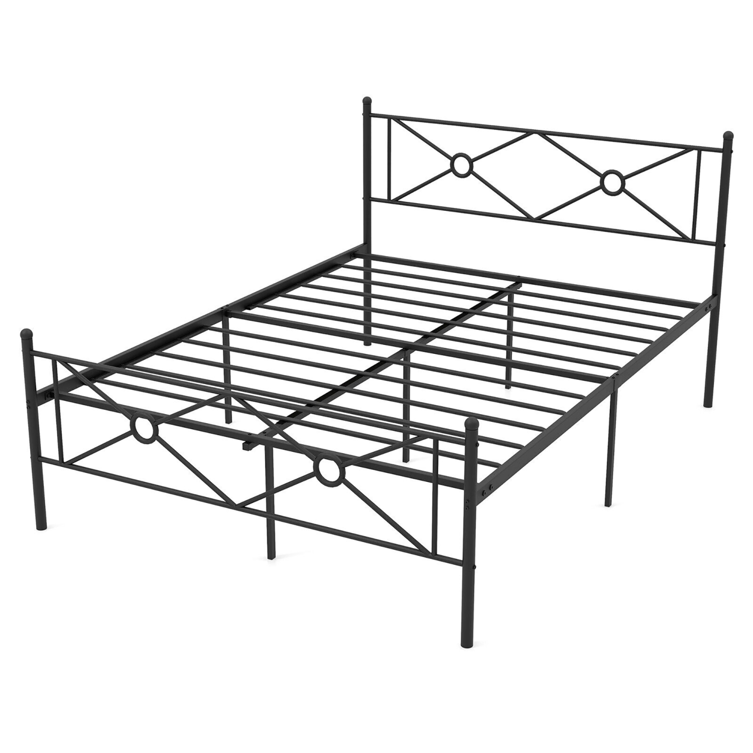 Gymax Full/Queen Size Metal Platform Bed Frame w/ Headboard Mattress Foundation Black
