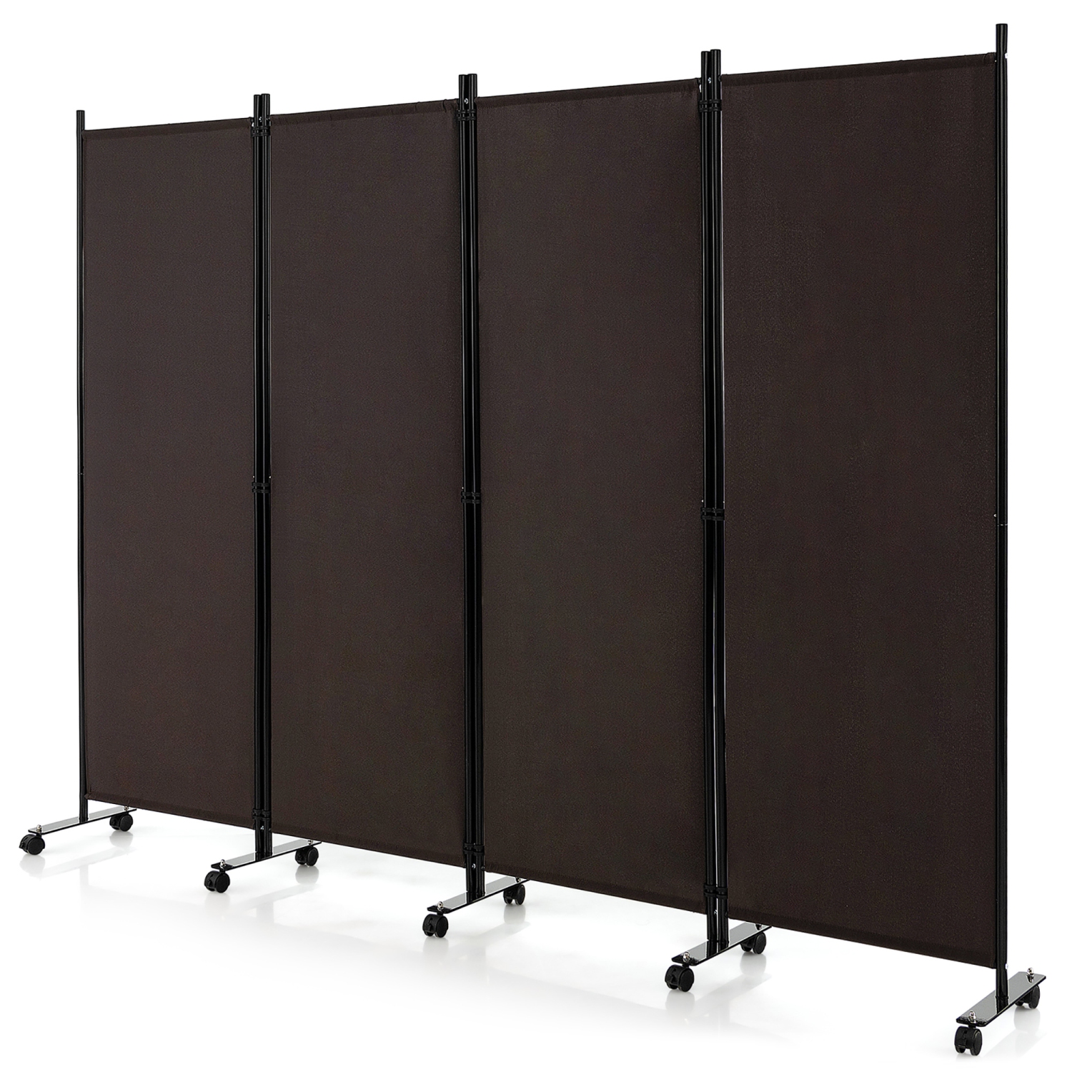 Costway 4-Panel Folding Room Divider 6FT Rolling Privacy Screen with Lockable Wheels