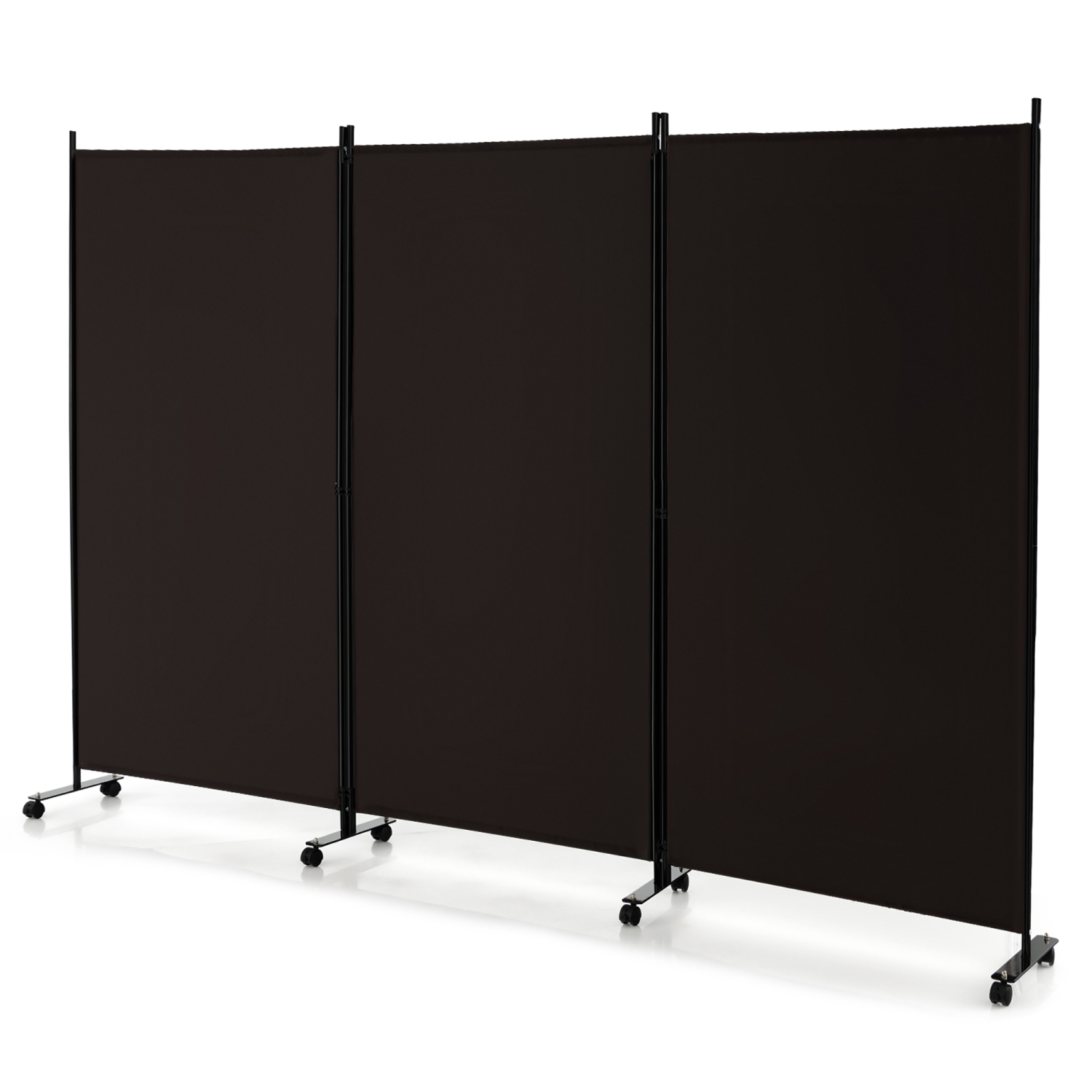 Costway 3-Panel Folding Room Divider 6Ft Rolling Privacy Screen withLockable Wheels