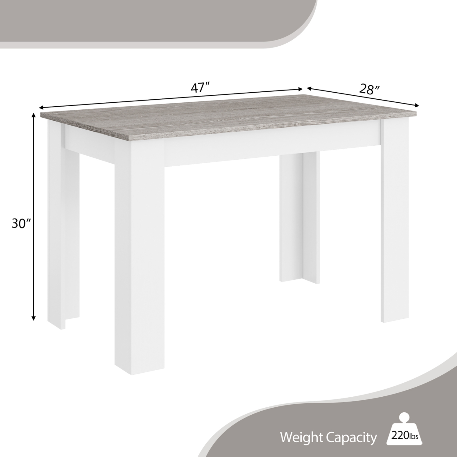 Costway Dining Table 47 Inch Kitchen Dining Table Rectangular for Small Space