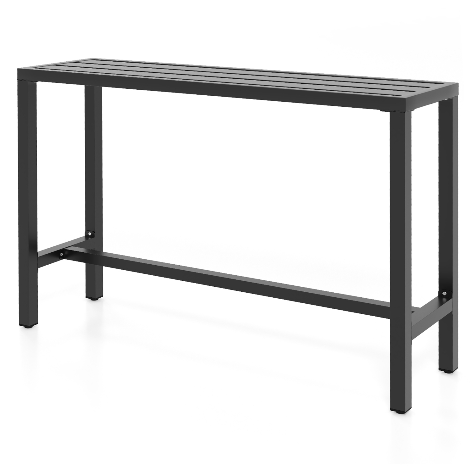 Costway Outdoor Metal Bar Table 55" Patio Rectangular Counter Height Dining Table Black