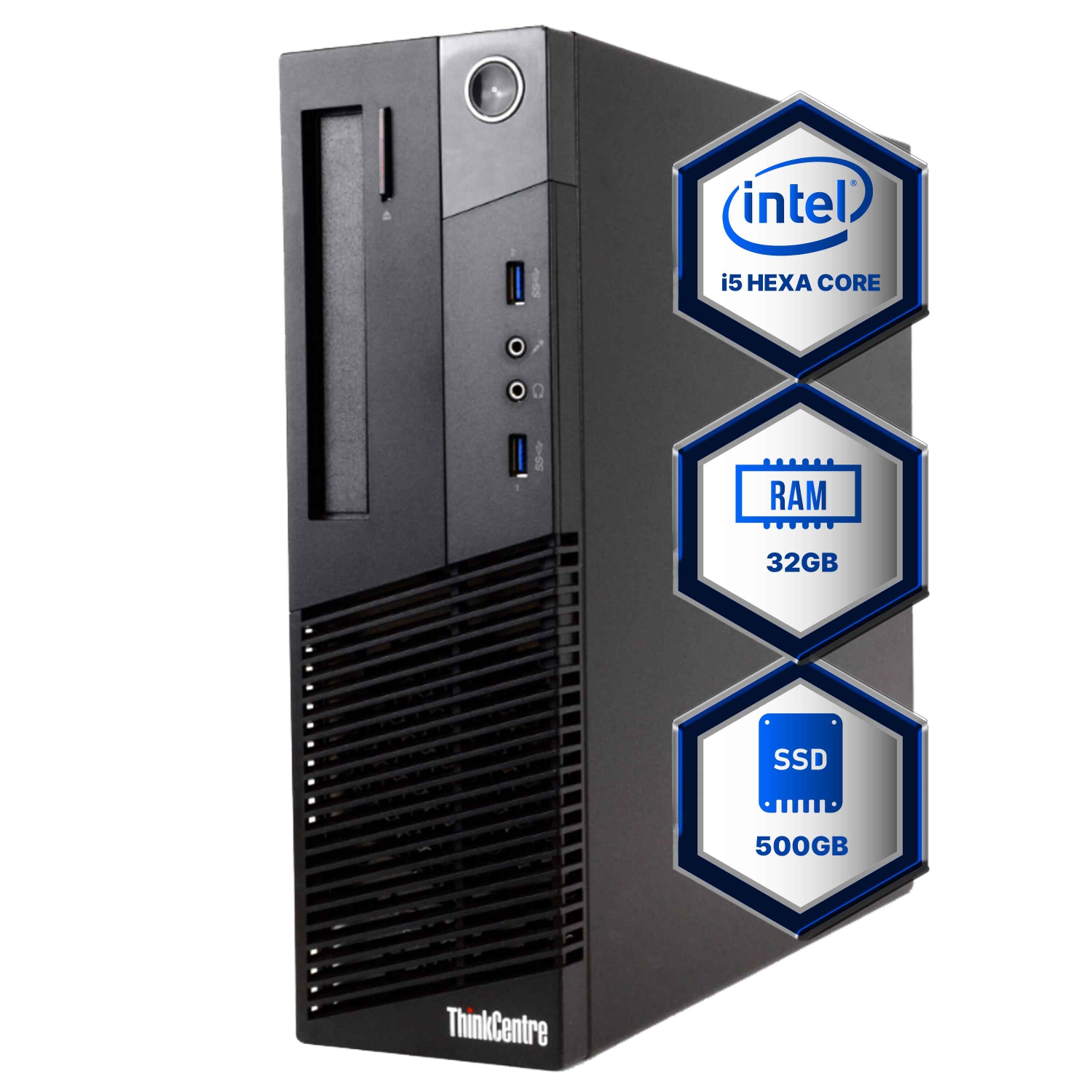 Refurbished - Lenovo ThinkCentre M93P Desktop Computer | Quad Core Intel i5 (3.2) | 32GB DDR3 RAM | 500GB SSD Solid State | Windows 10 Professional |