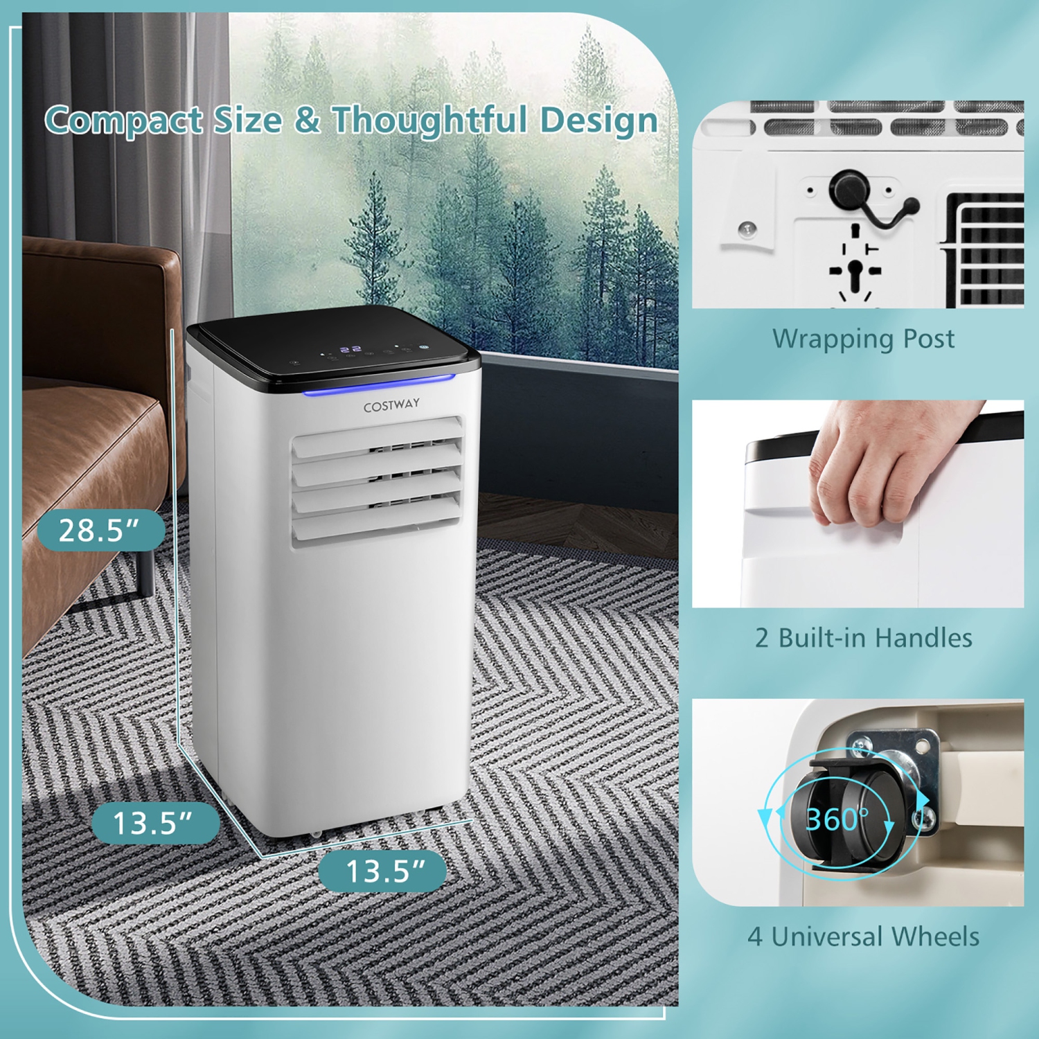 Costway 8000 BTU Portable Air Conditioner 3-in-1 AC Unit w/ Cool Dehum Fan Sleep Mode