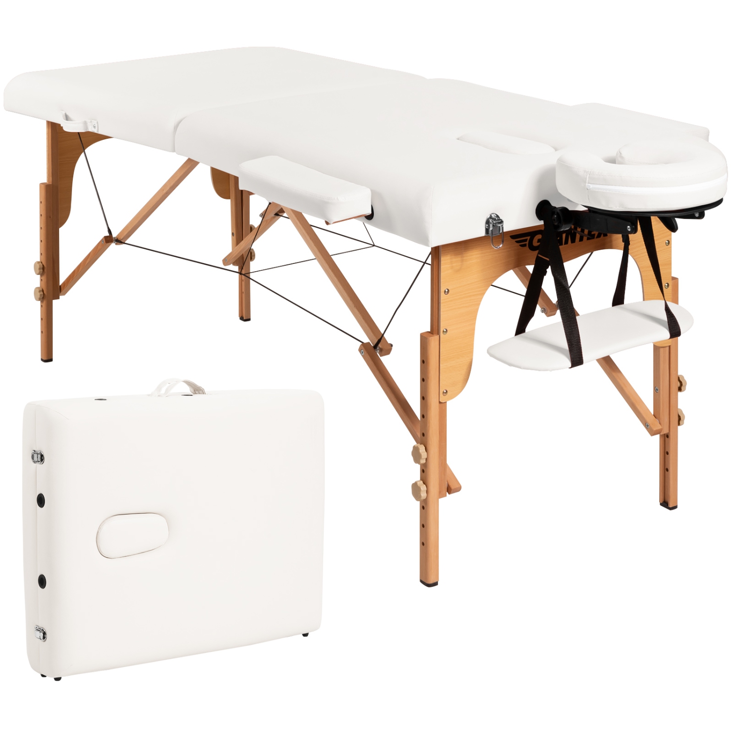 Topbuy Portable Massage Table Adjustable Spa Bed Wooden Legs with Face Cradle & Carry Case White/Black/Pink/Red