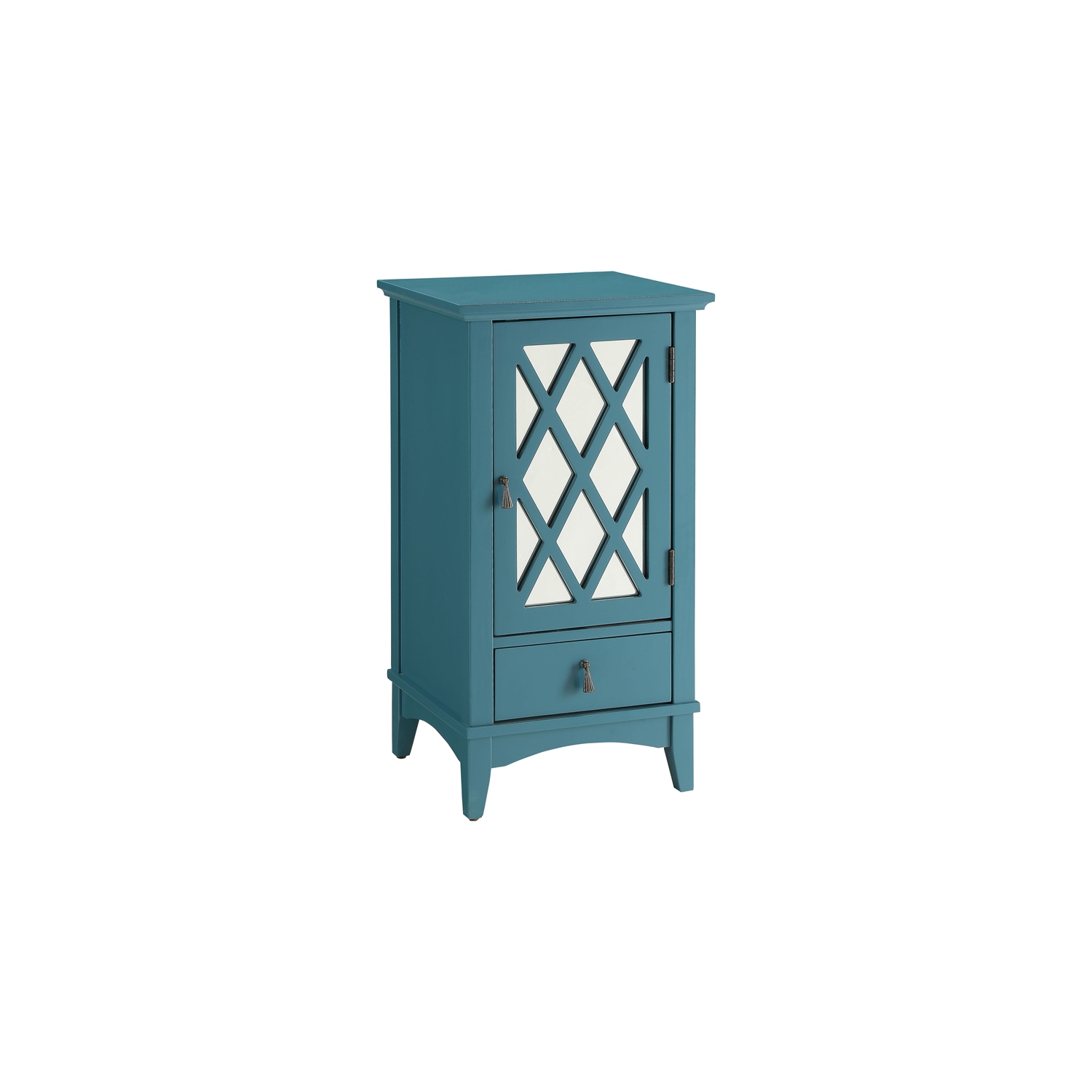 ACME Ceara Wooden Accent Table with Storage Drawer and Glass Door in Teal