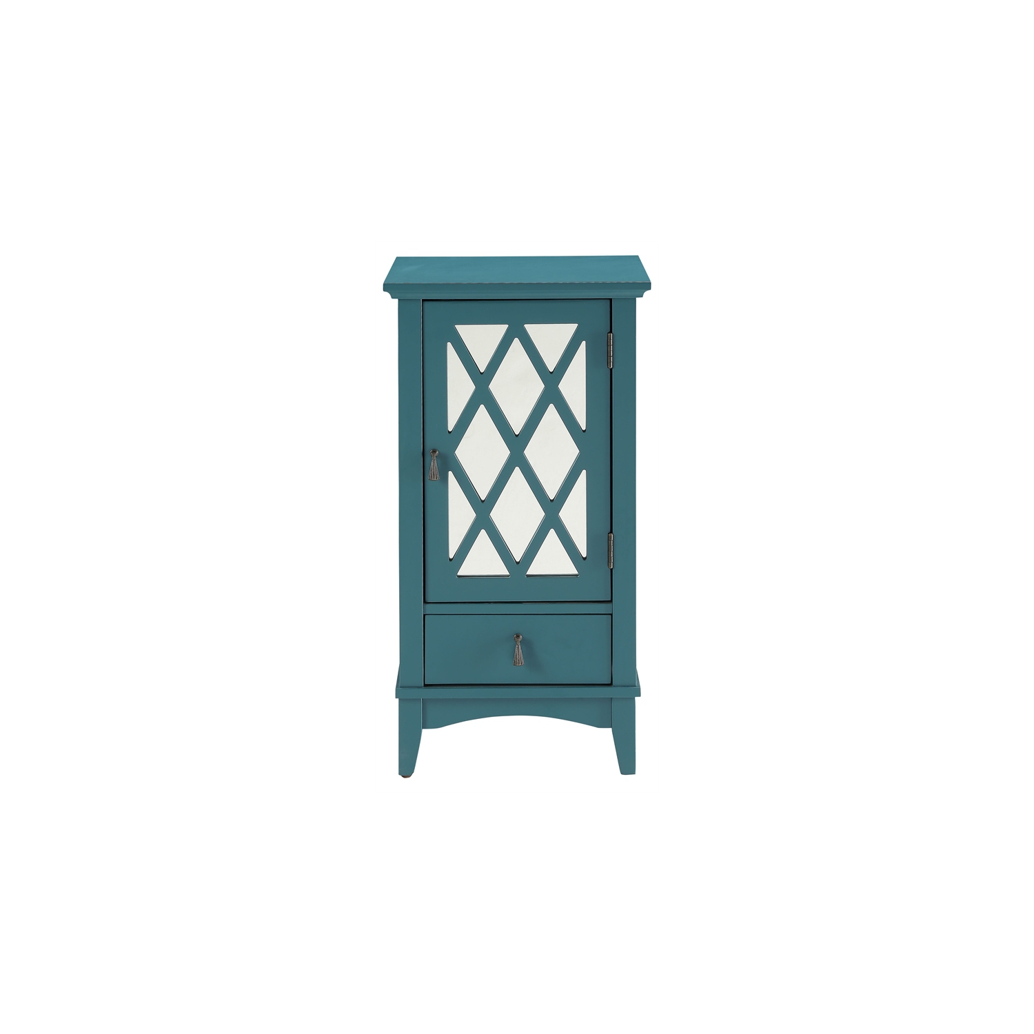 ACME Ceara Wooden Accent Table with Storage Drawer and Glass Door in Teal
