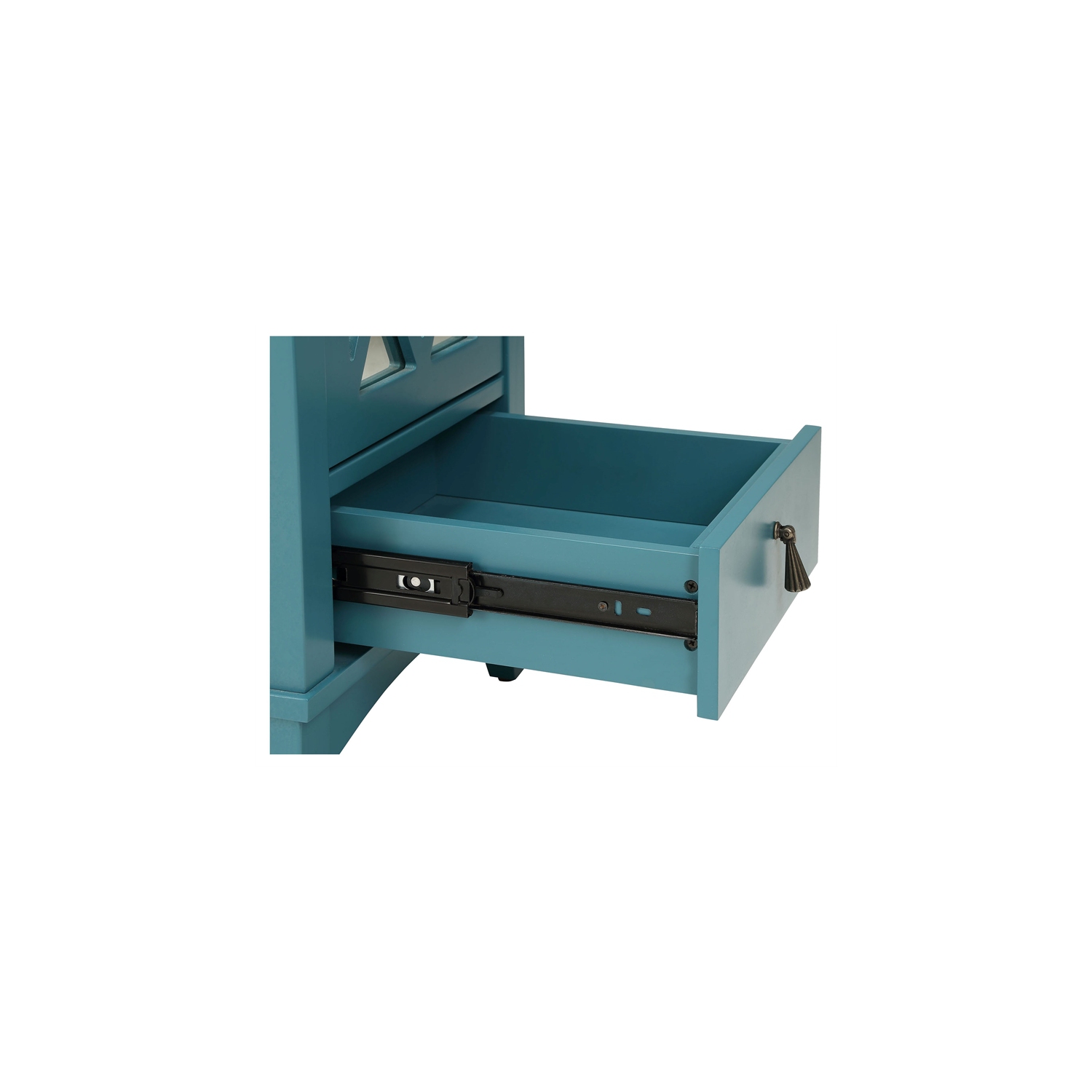 ACME Ceara Wooden Accent Table with Storage Drawer and Glass Door in Teal