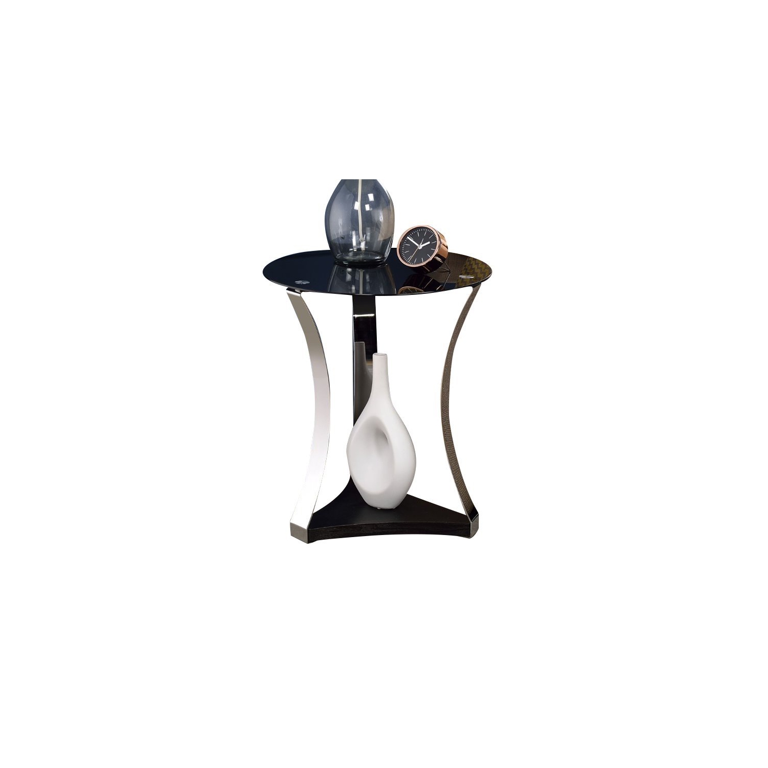 ACME Geiger End Table in Black Glass and Rose Gold